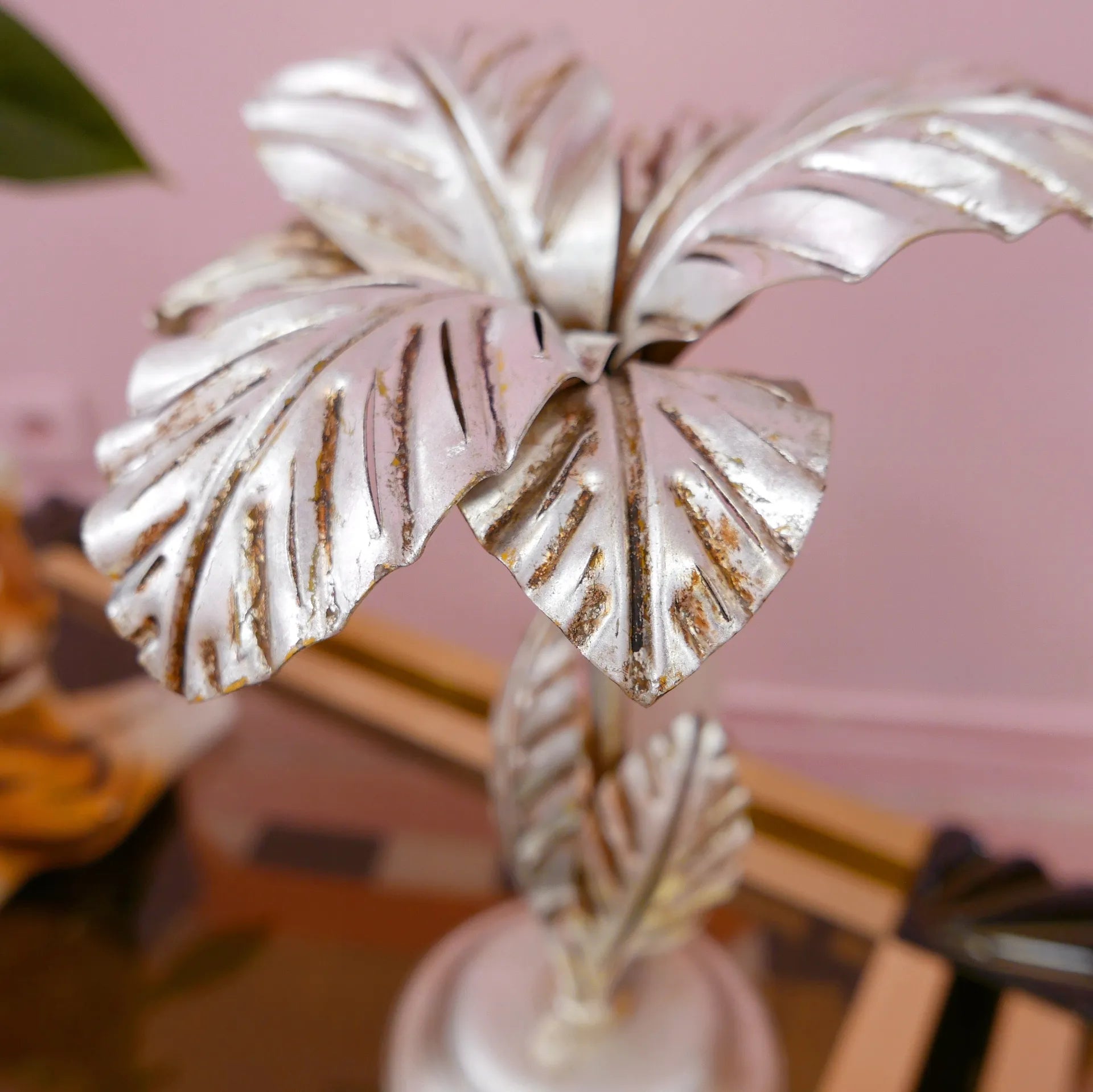 Lampe de table Palmier argent, Design Hollywood Regency, Années 70 - Club Barbara