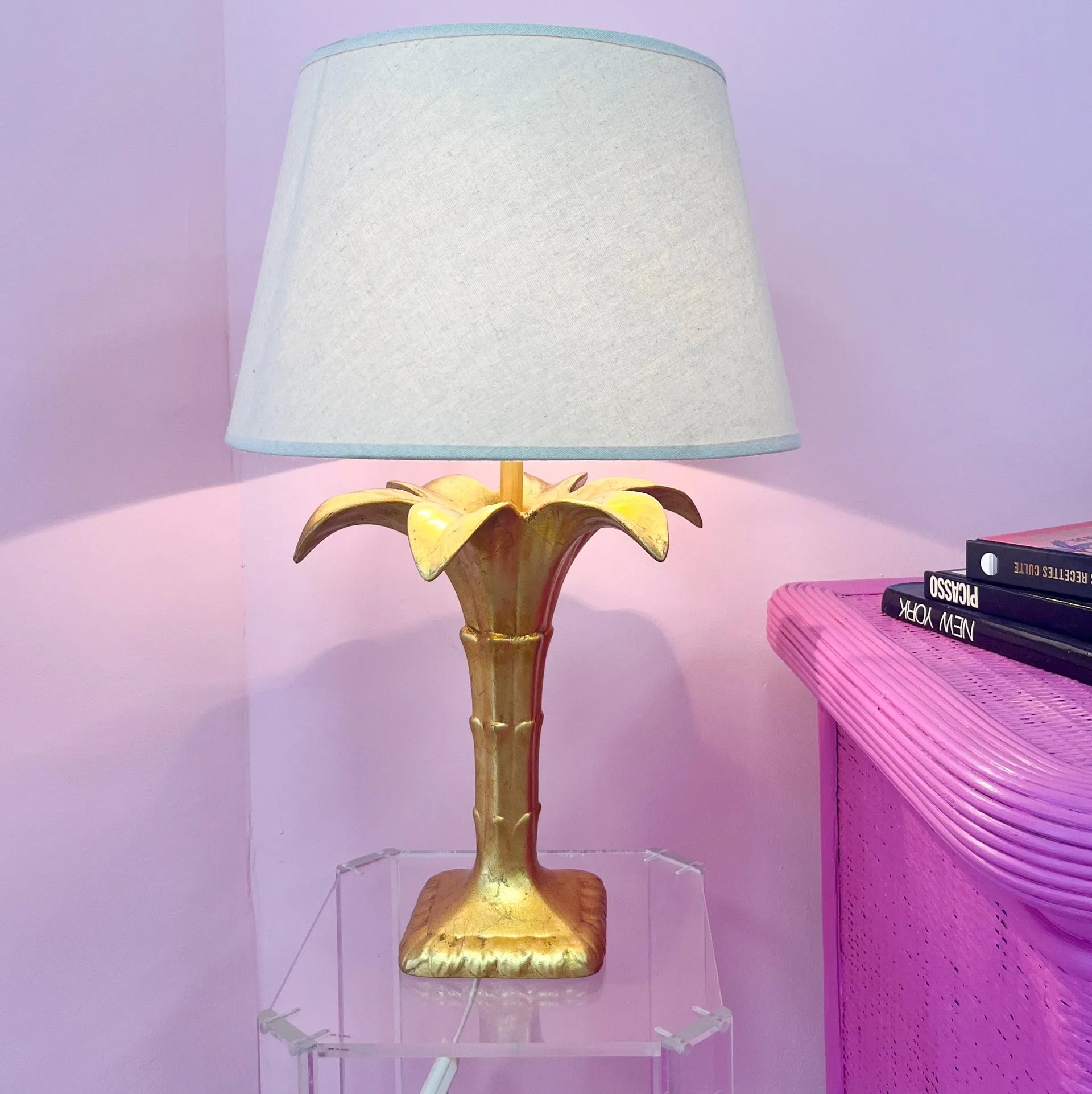 Lampe de table palmier dorée - Club Barbara