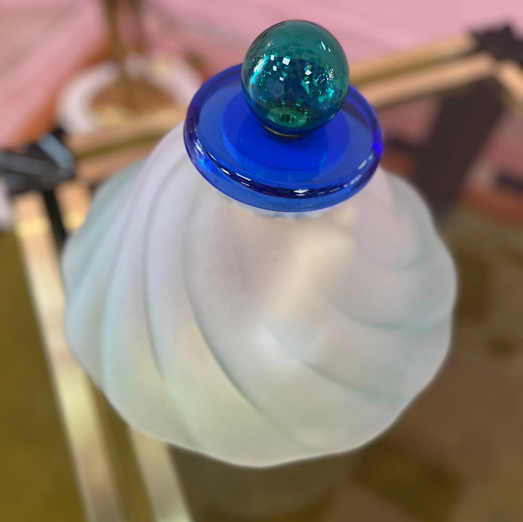 Lampe de Table Polychrome en Verre et Laiton, Italie, Années 80 - Club Barbara