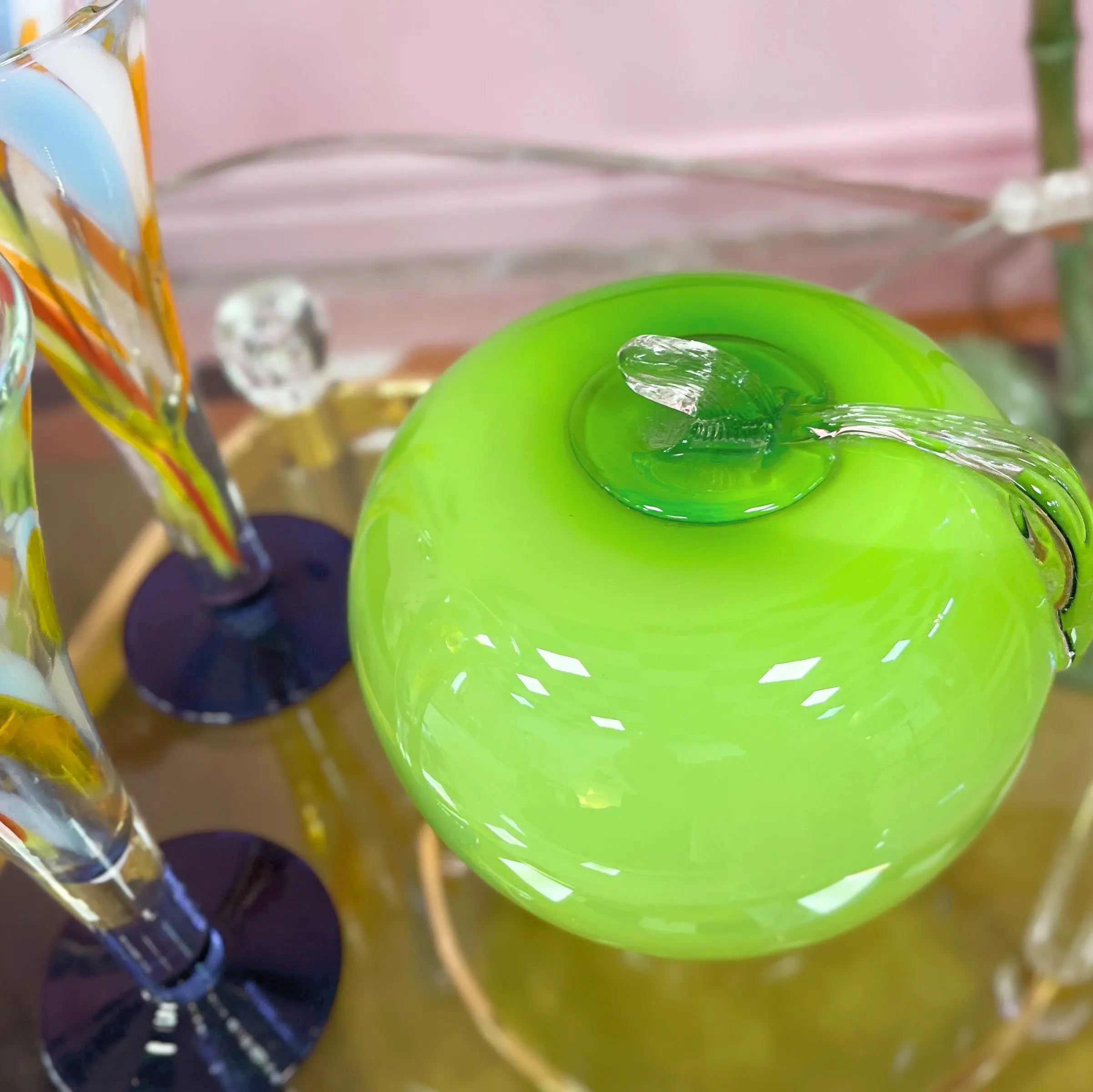 Lampe déco en verre vert vintage Club Barbara
