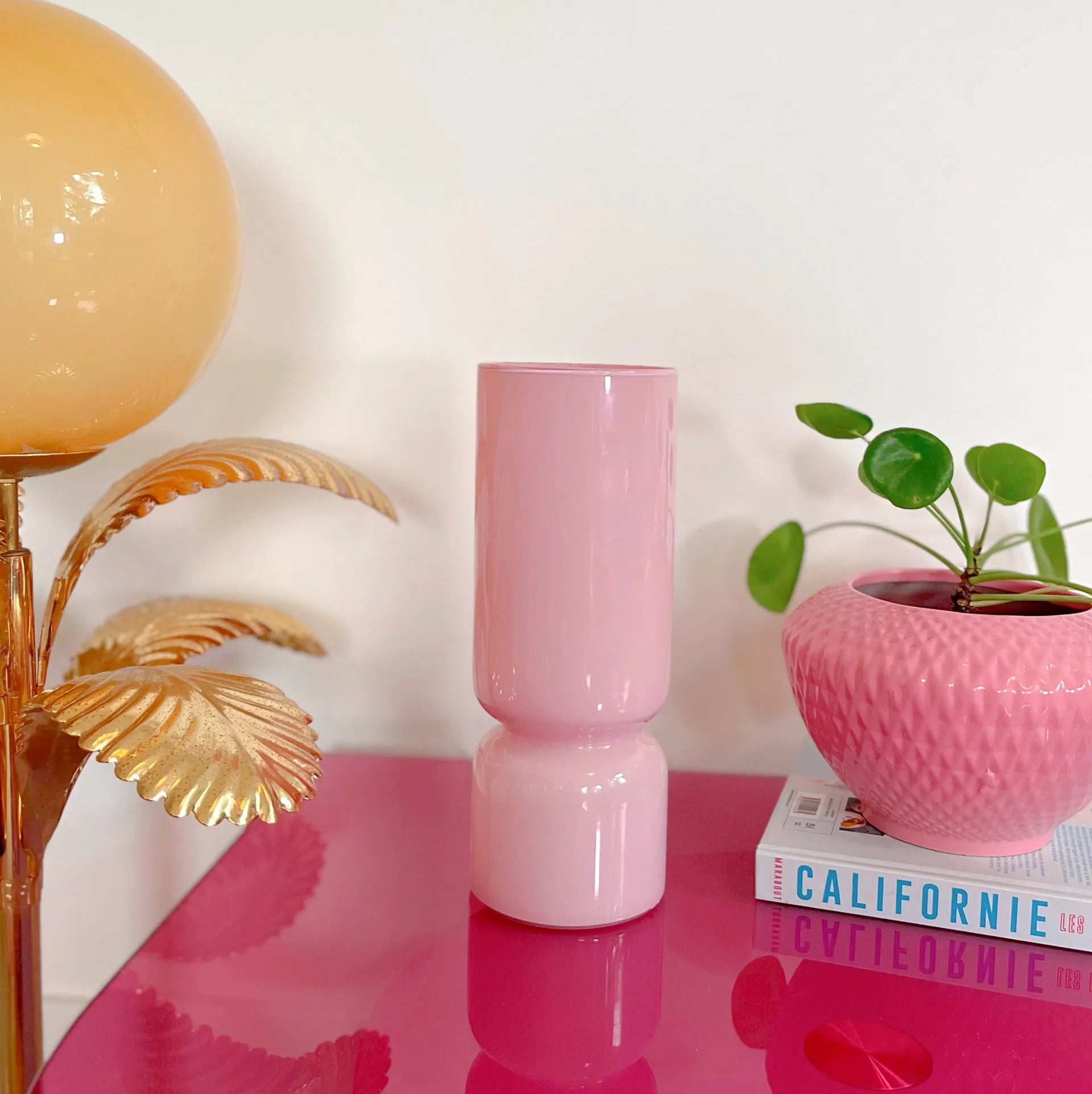 Lampe design vintage verre soufflé rose pastel - Club Barbara