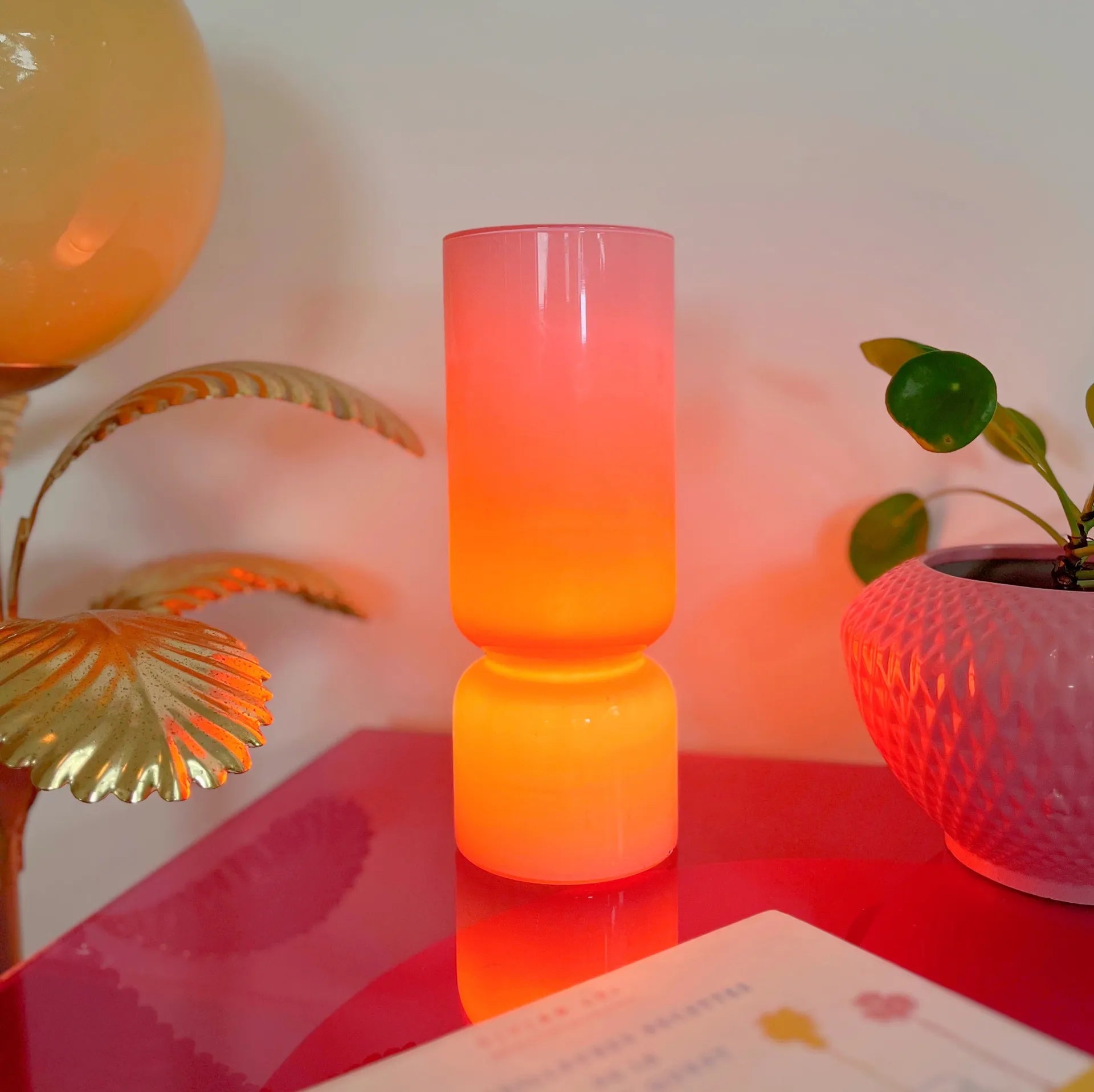 Lampe design vintage verre soufflé rose pastel - Club Barbara