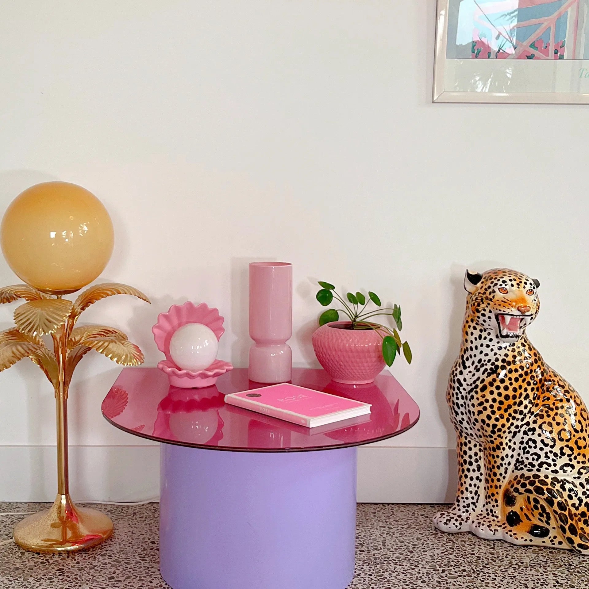 Lampe design vintage verre soufflé rose pastel - Club Barbara