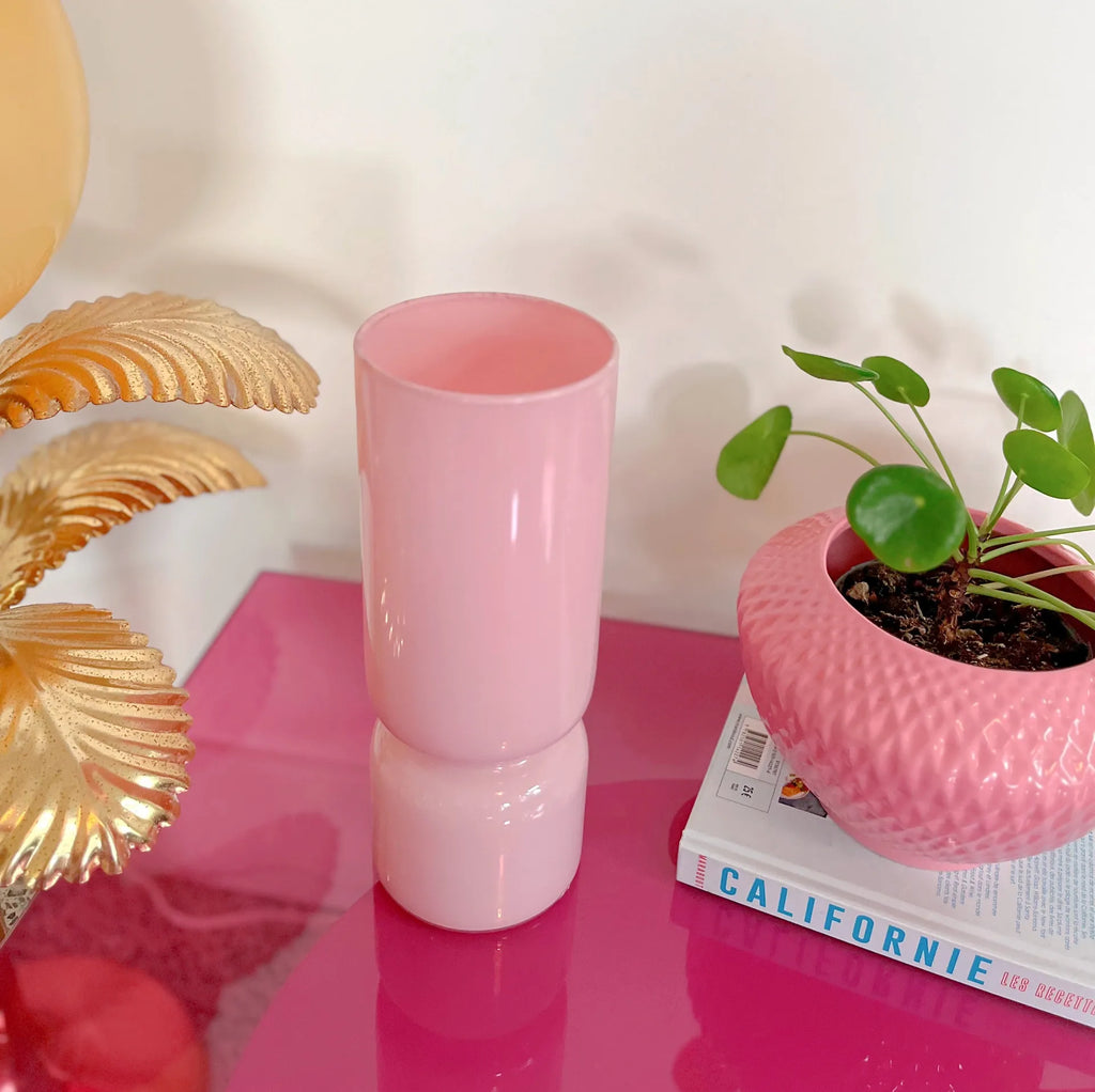 Lampe design vintage verre soufflé rose pastel - Club Barbara
