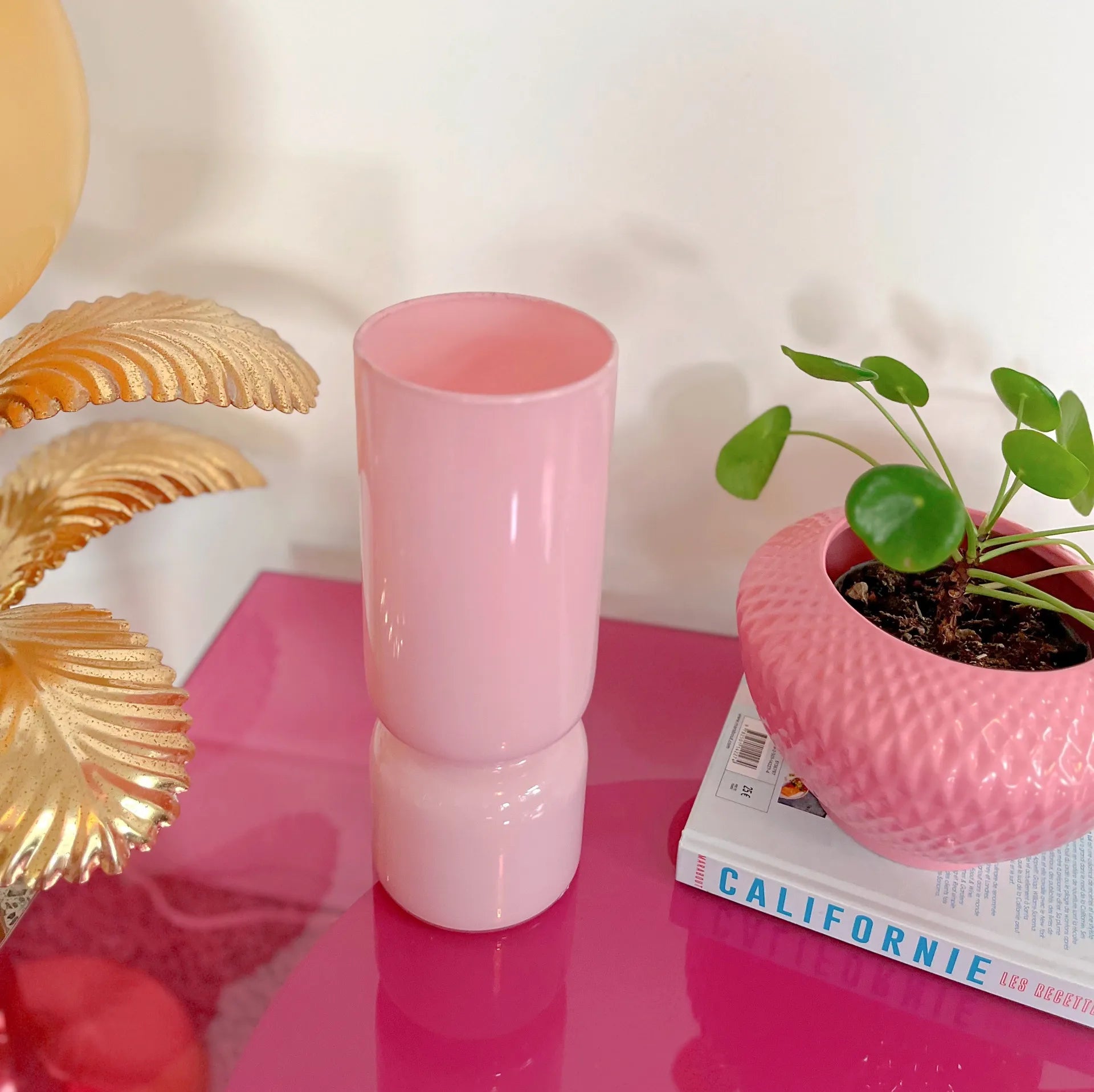 Lampe design vintage verre soufflé rose pastel - Club Barbara