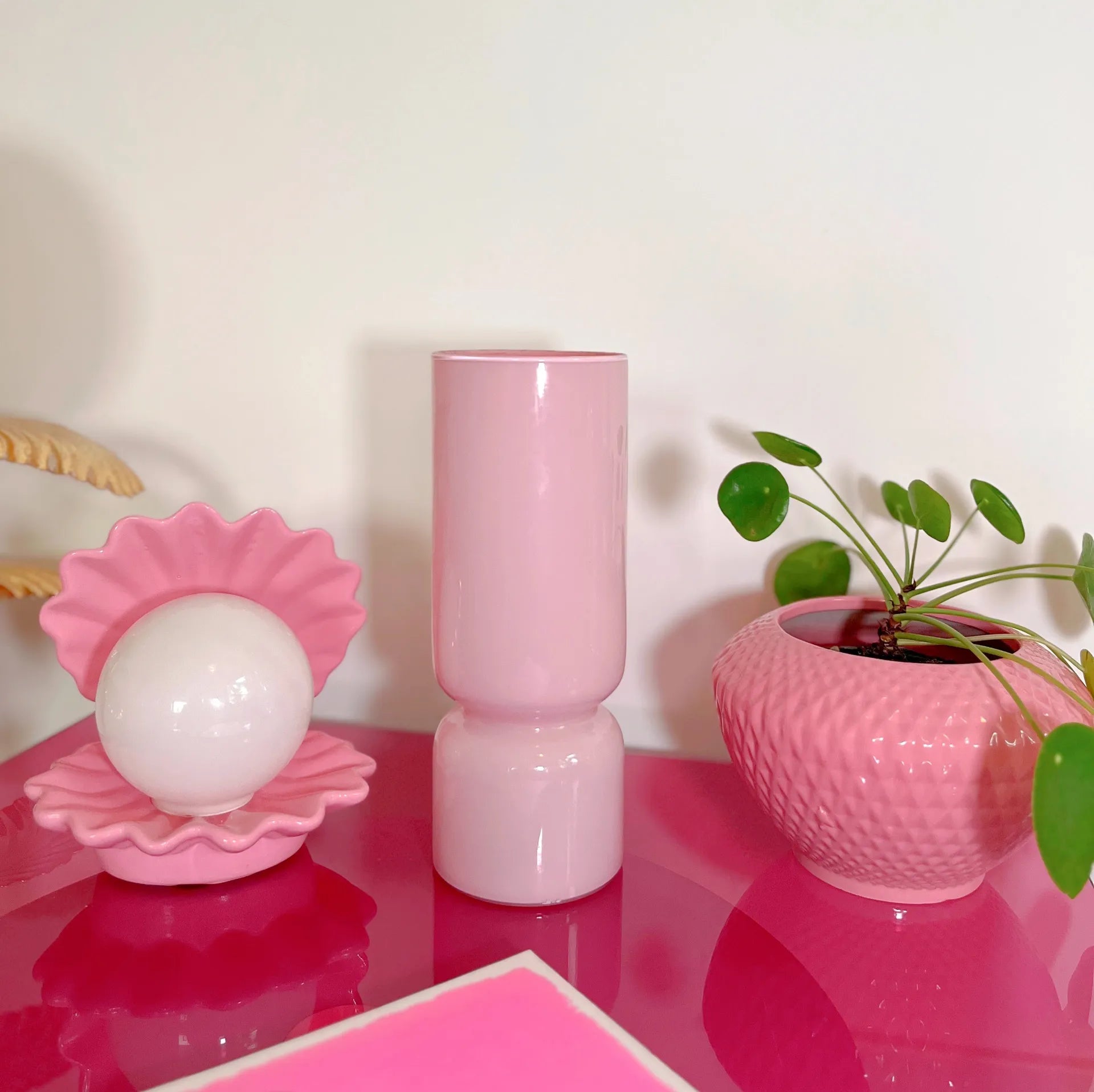 Lampe design vintage verre soufflé rose pastel - Club Barbara