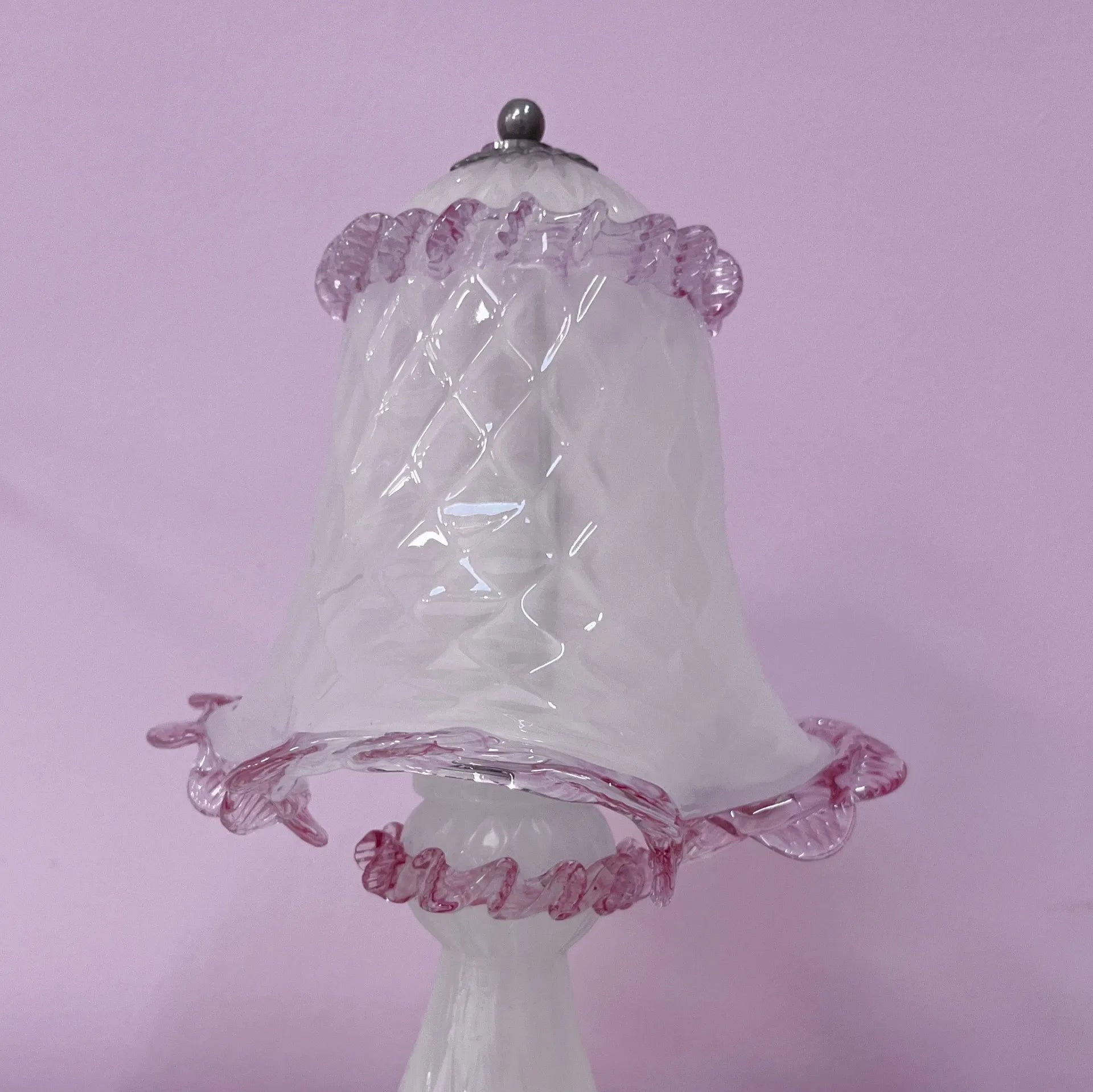 Lampe en verre de Murano rose et blanc, années 80 - Club Barbara