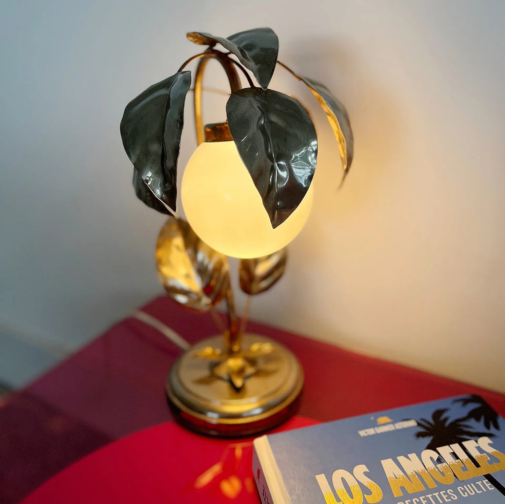 Lampe feuilles dorée 70s - Club Barbara