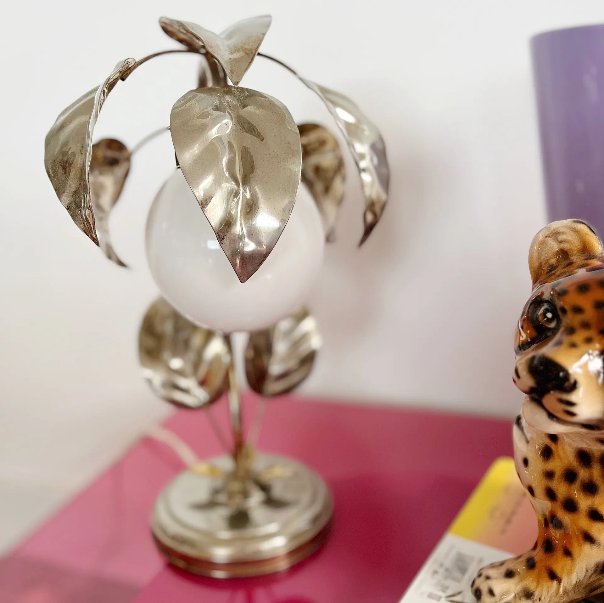 Lampe feuilles dorée 70s - Club Barbara