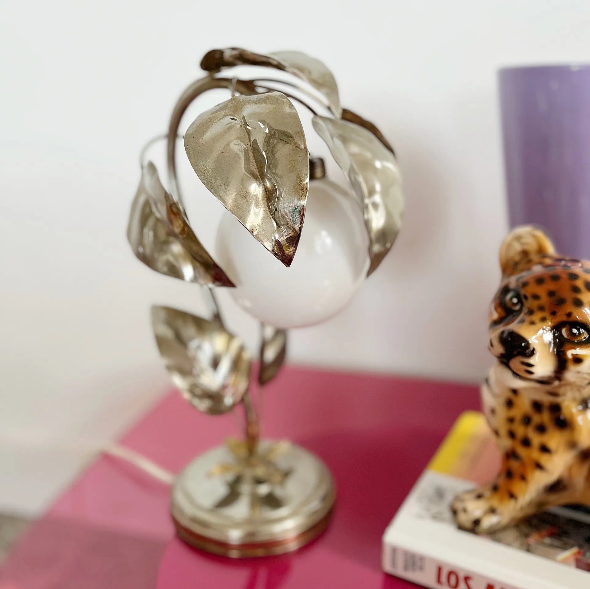 Lampe feuilles laiton vintage - Club Barbara