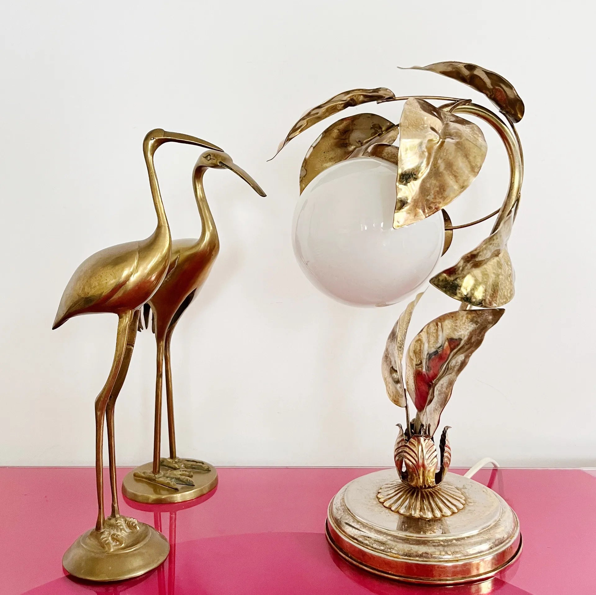 Lampe feuilles laiton vintage - Club Barbara
