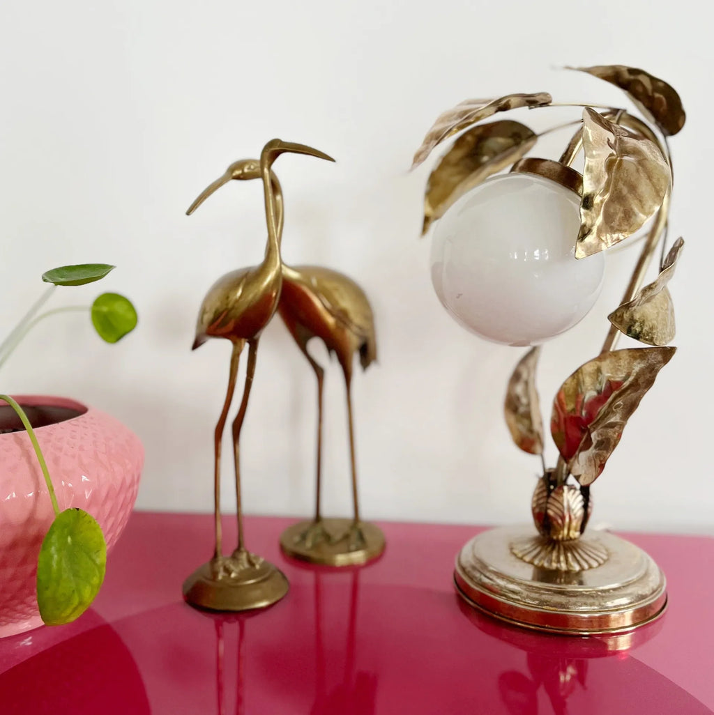 Lampe feuilles laiton vintage - Club Barbara