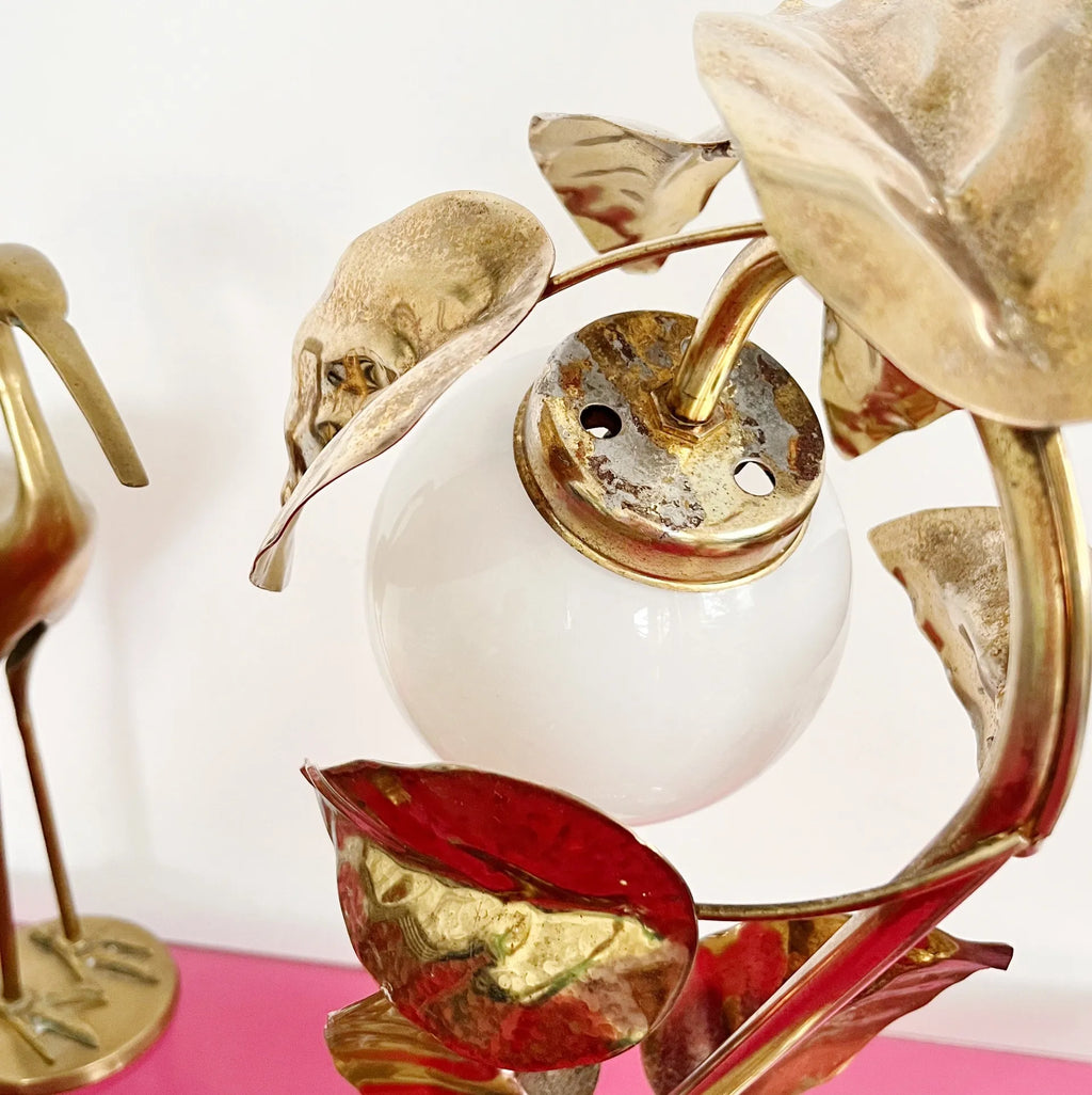 Lampe feuilles laiton vintage - Club Barbara