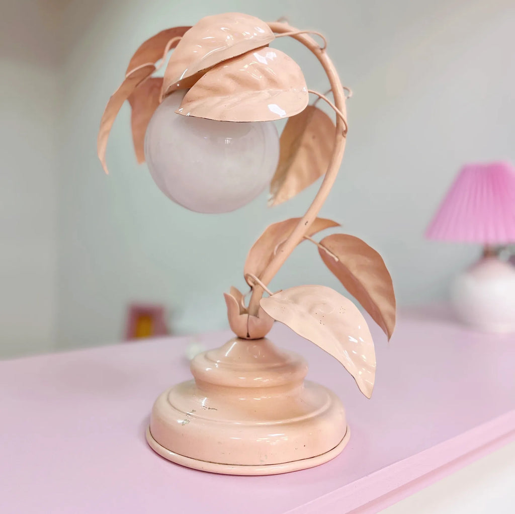 Lampe feuilles metal rosé vintage - Club Barbara