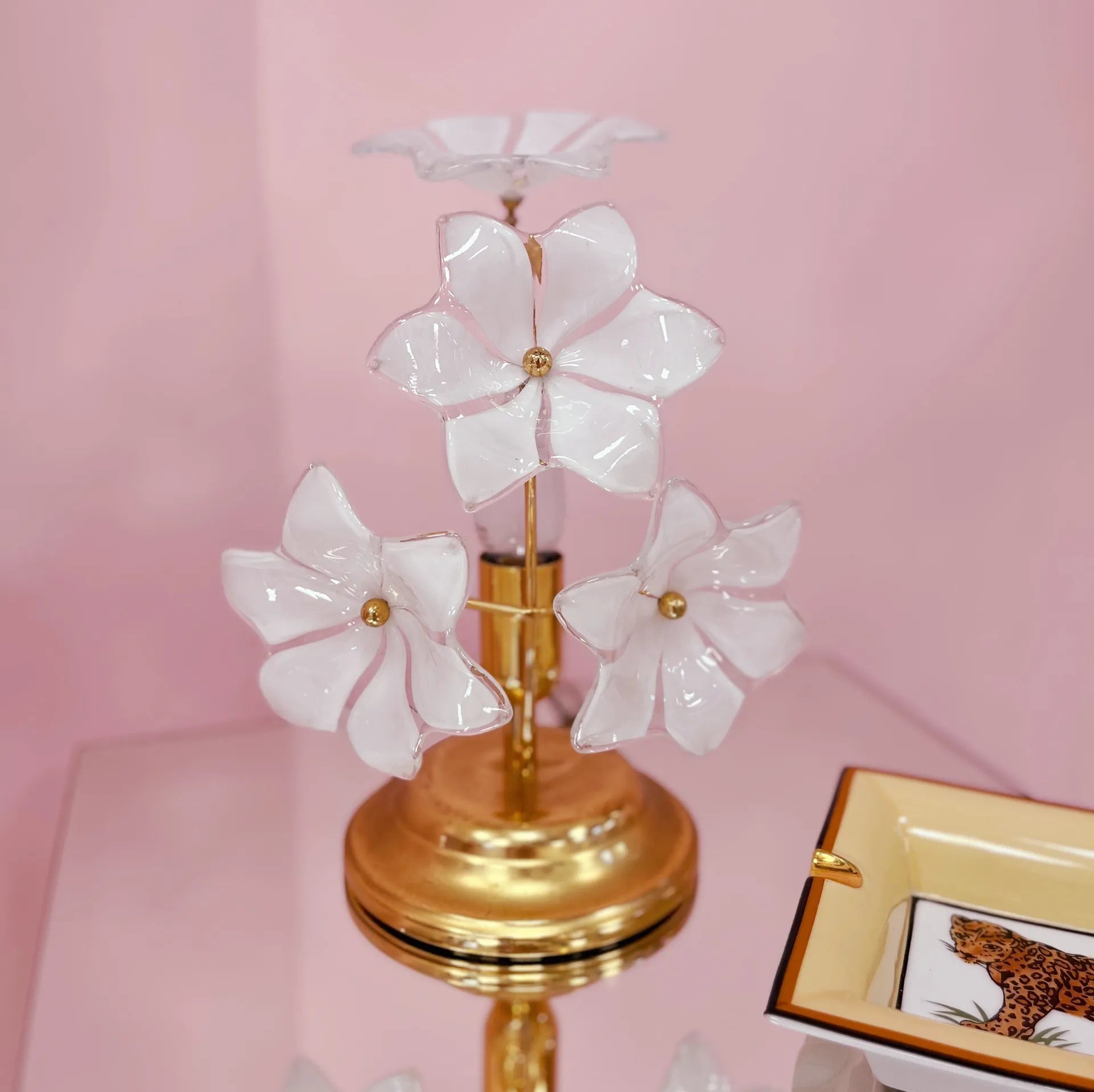 Lampe Fiore Opalino Murano, Italie, années 70 - Club Barbara