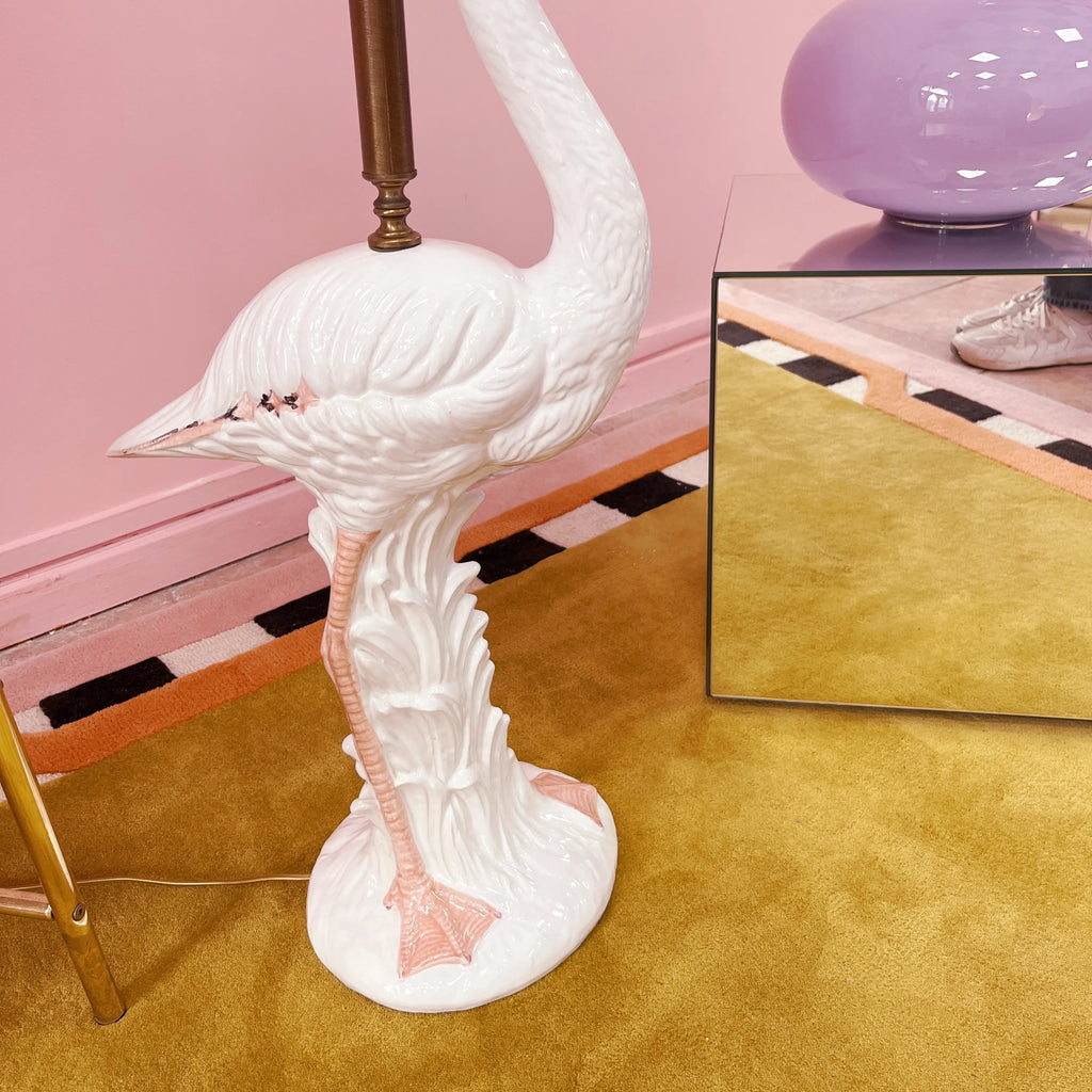 Grande lampe flamant rose en céramique, années 70