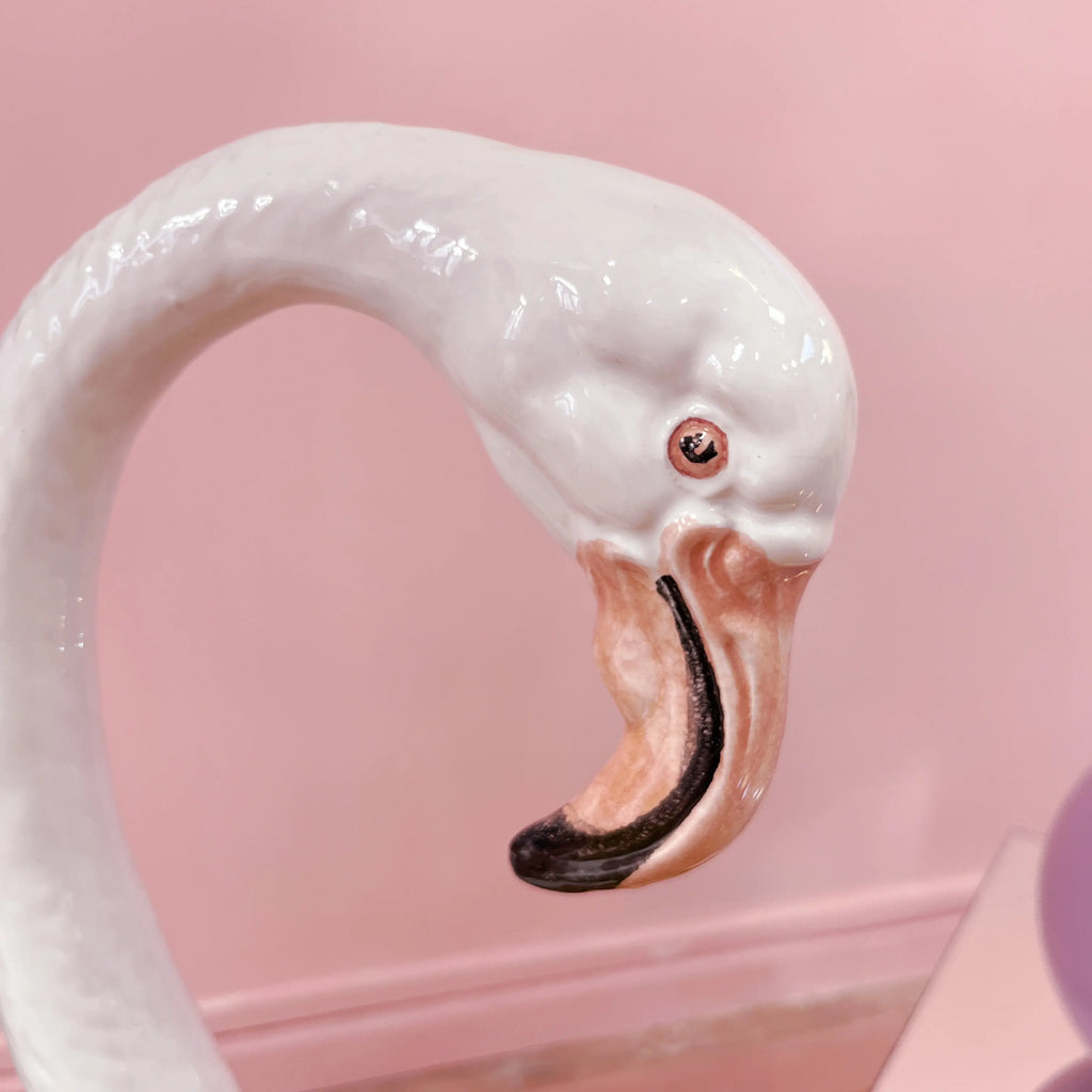 Grande lampe flamant rose en céramique, années 70