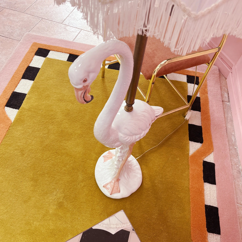 Grande lampe flamant rose en céramique, années 70