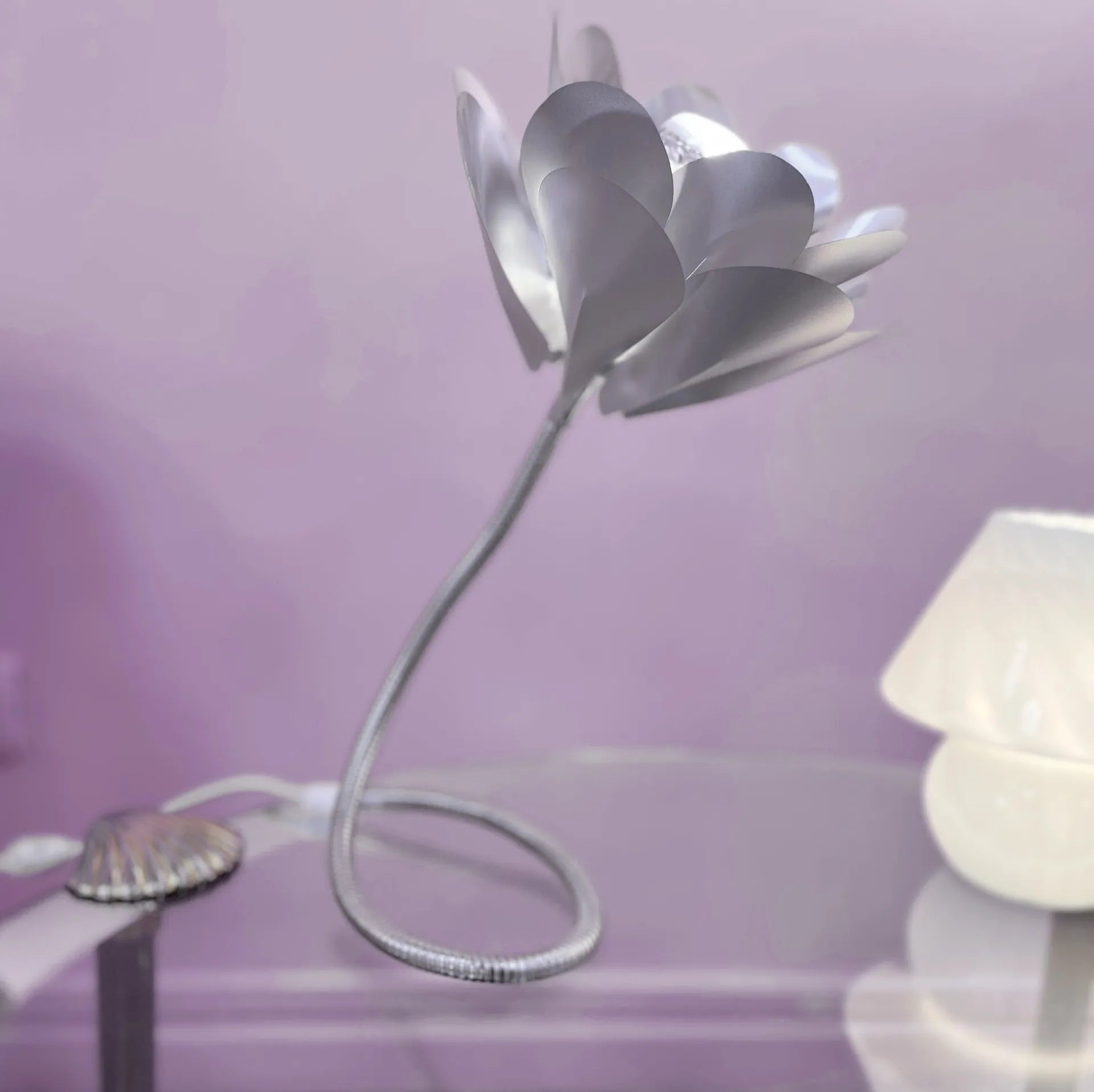 Lampe Fleur Chromée Vintage – Années 80 - Club Barbara