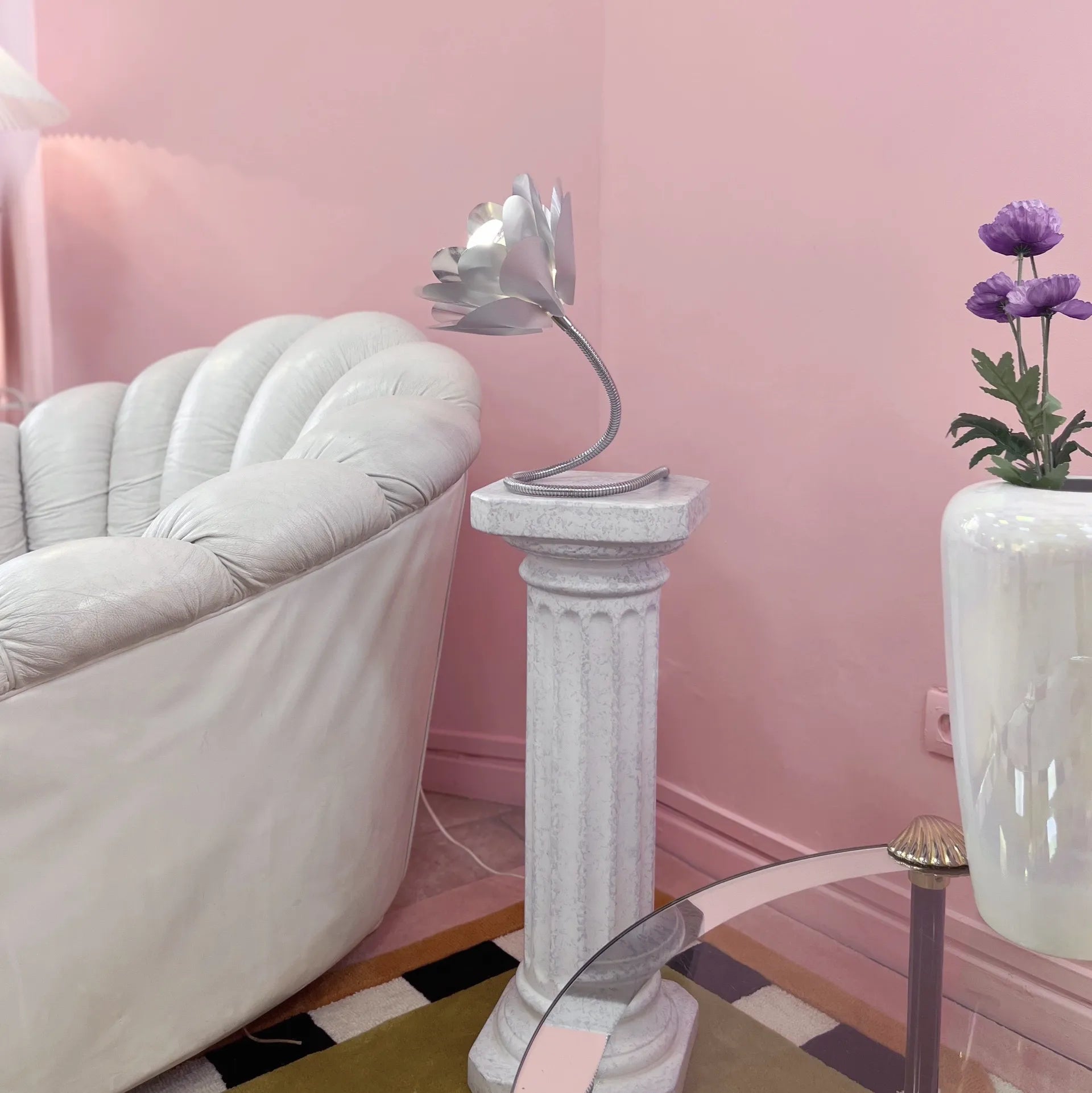 Lampe Fleur Chromée Vintage – Années 80 - Club Barbara