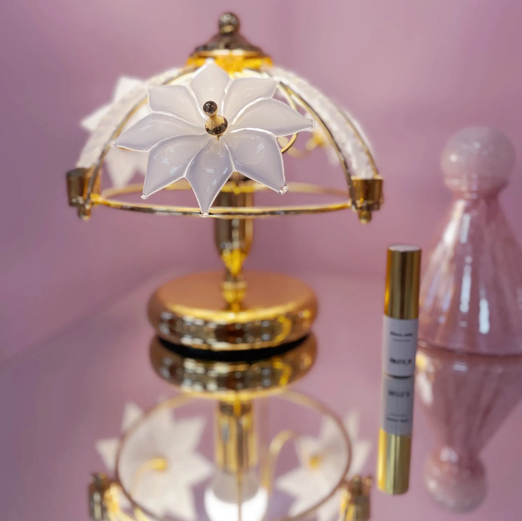 Lampe fleurs en laiton & verre de Murano ritòrto, Italie, 1970–80 - Club Barbara