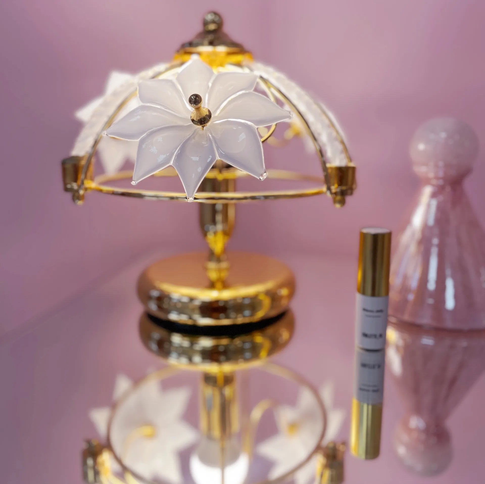 Lampe fleurs en laiton & verre de Murano ritòrto, Italie, 1970–80 - Club Barbara