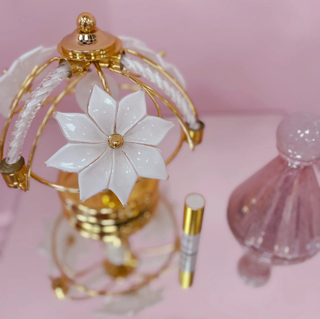 Lampe fleurs en laiton & verre de Murano ritòrto, Italie, 1970–80 - Club Barbara