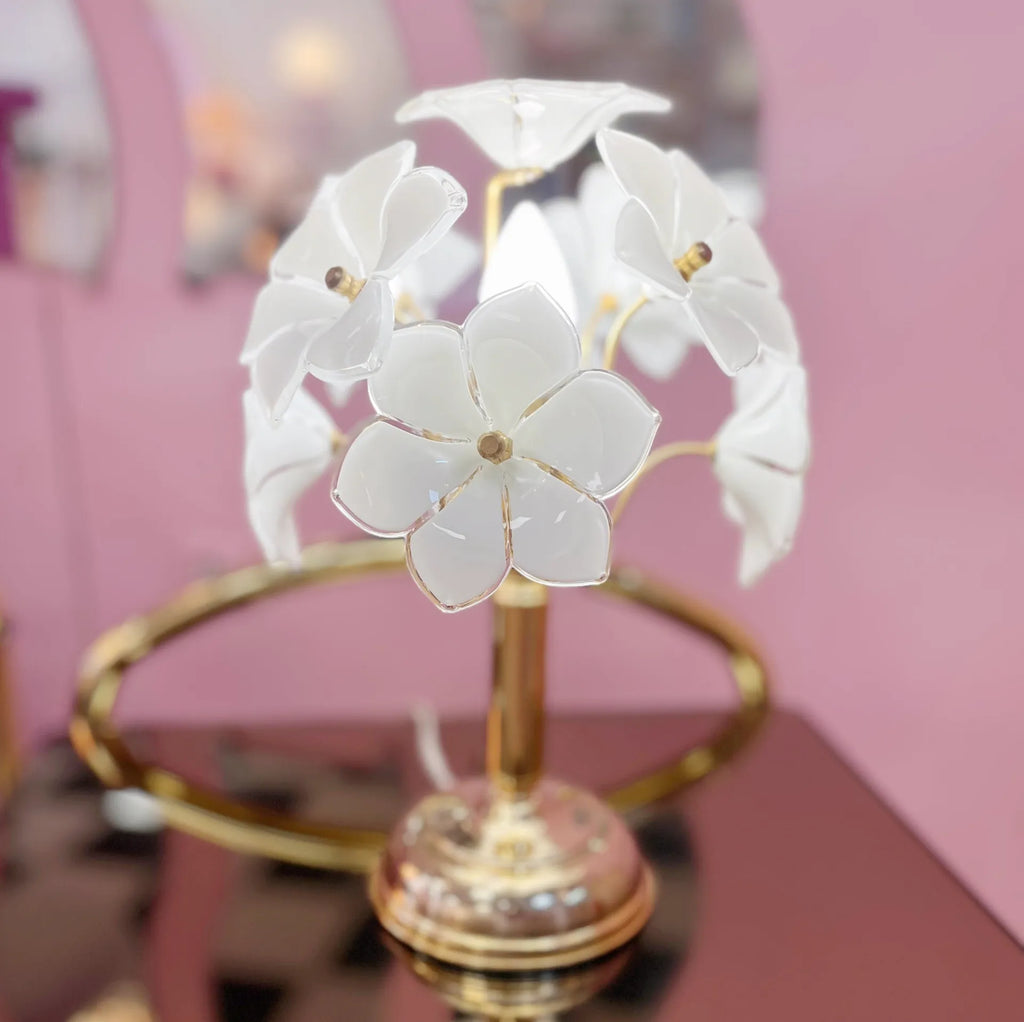 Lampe Fleurs en Verre et Laiton – Italie, Années 70 - Club Barbara