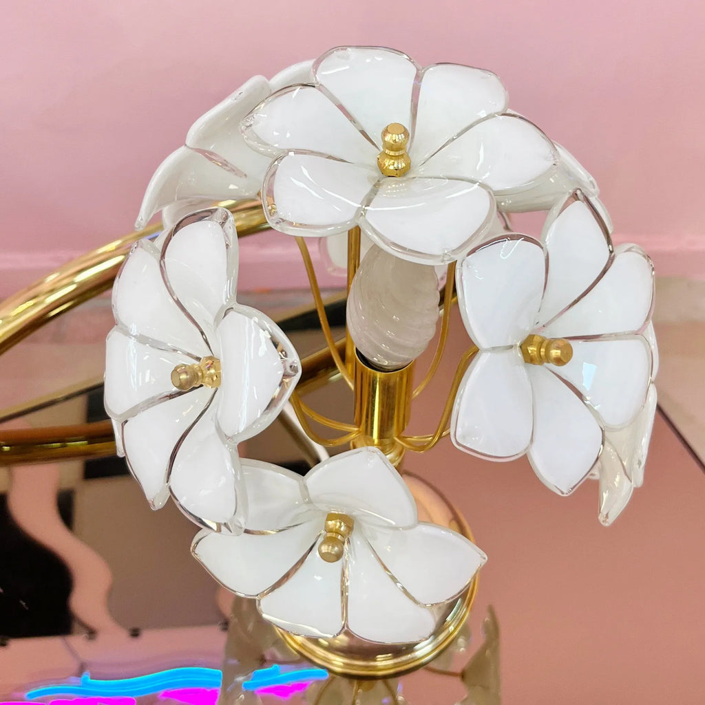 Lampe Fleurs en Verre et Laiton – Italie, Années 70 - Club Barbara