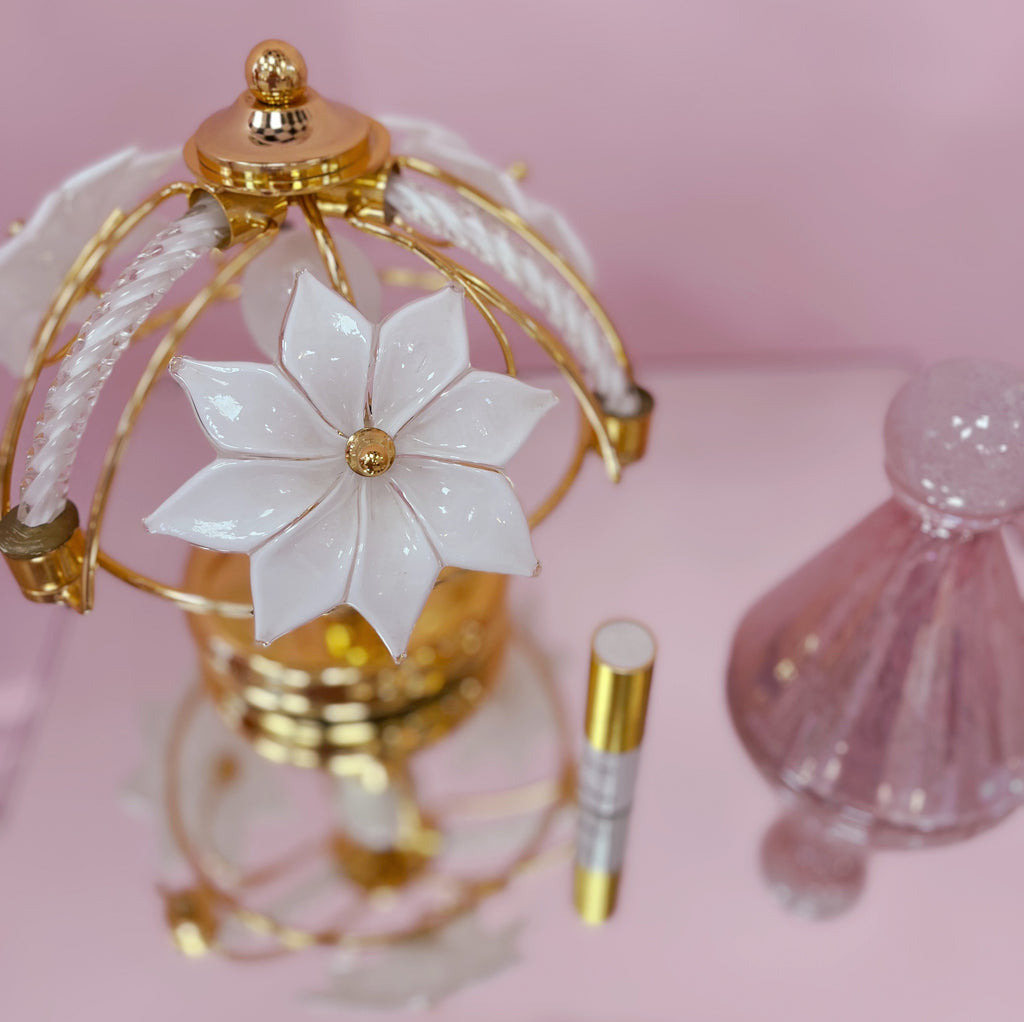 Lampe fleurs en laiton & verre de Murano ritòrto, Italie, 1970–80