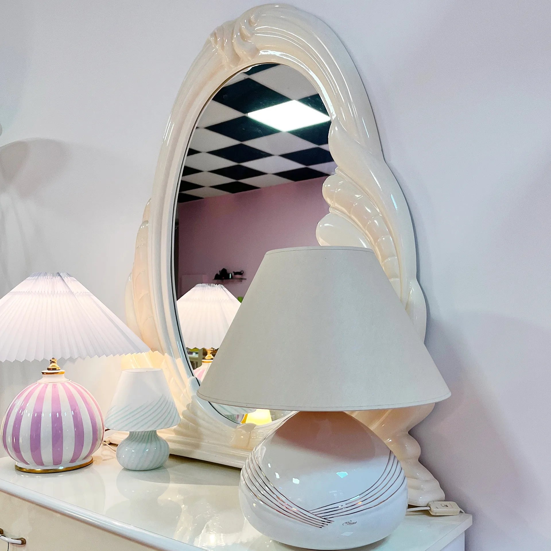 Lampe gold vintage céramique italienne - Club Barbara