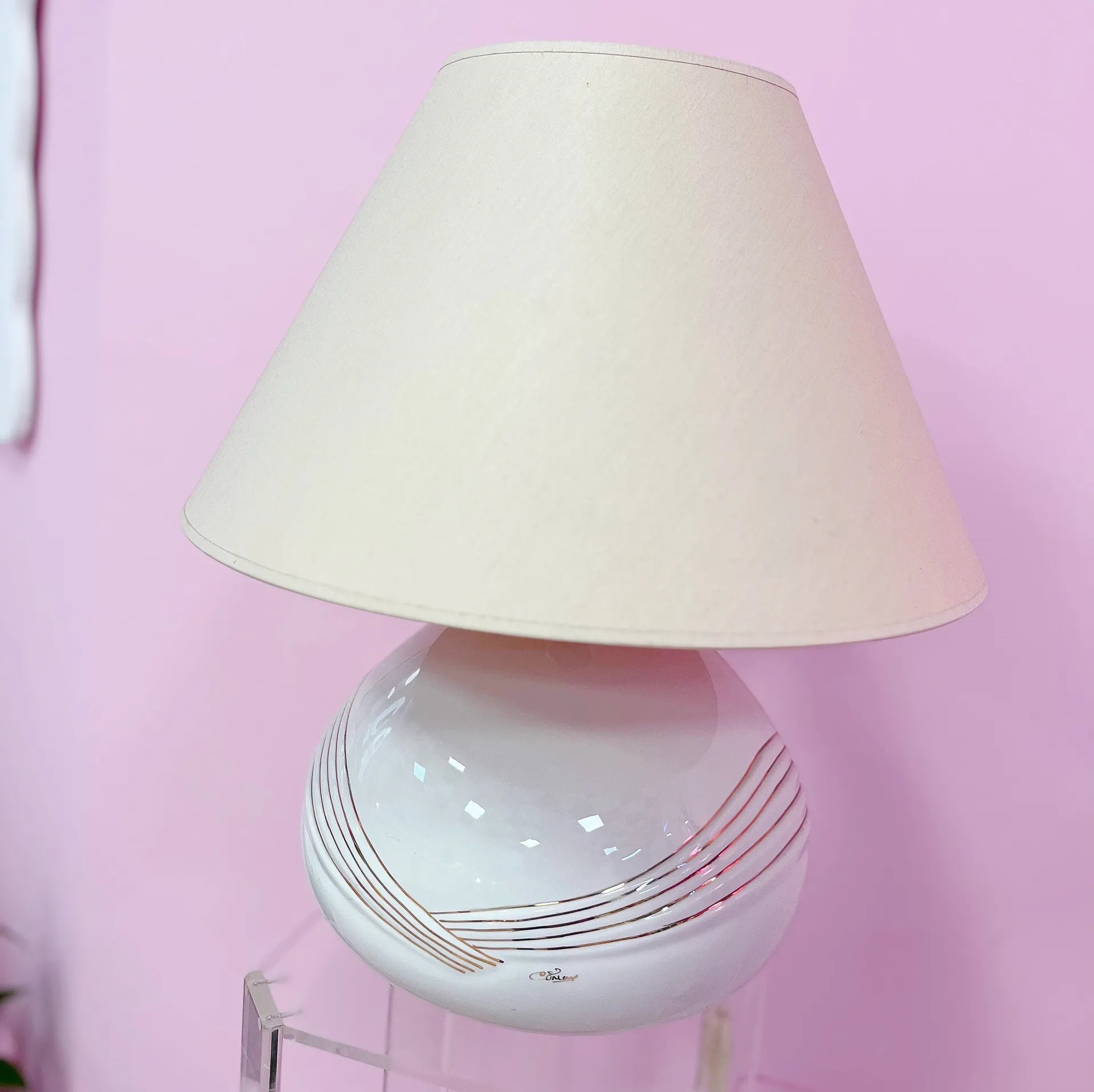 Lampe gold vintage céramique italienne - Club Barbara