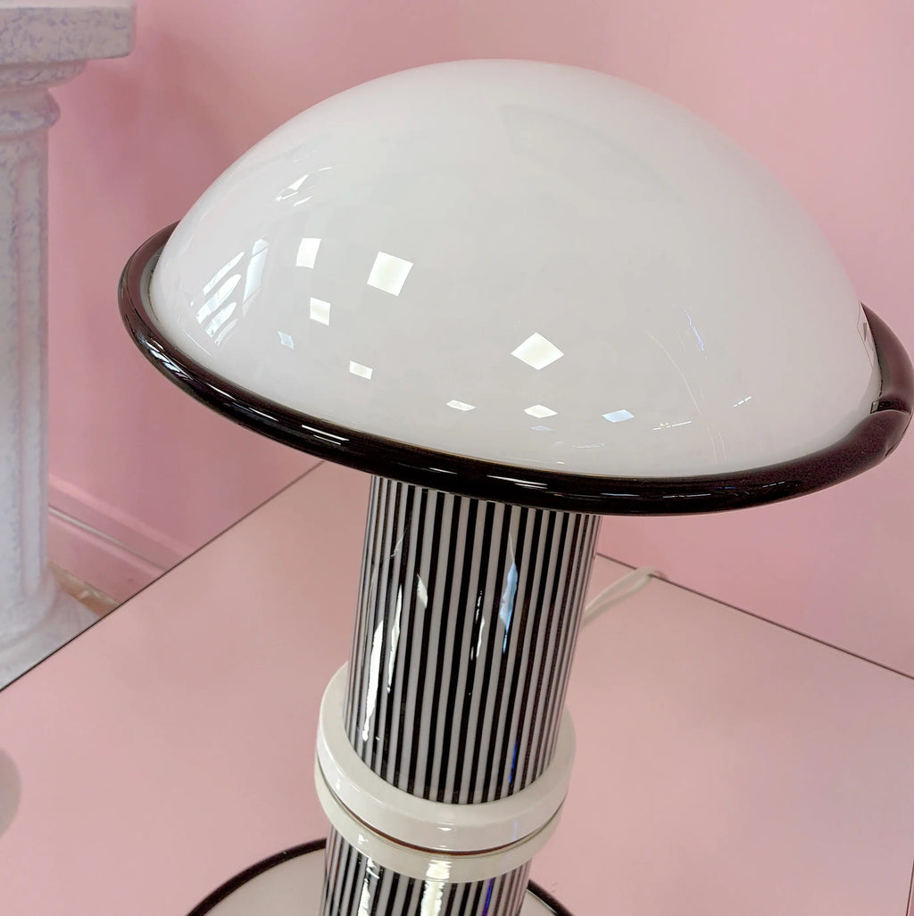 Lampe champignon en verre de Murano soufflé noir et blanc, modèle Idea Gaia, Italie années 80
