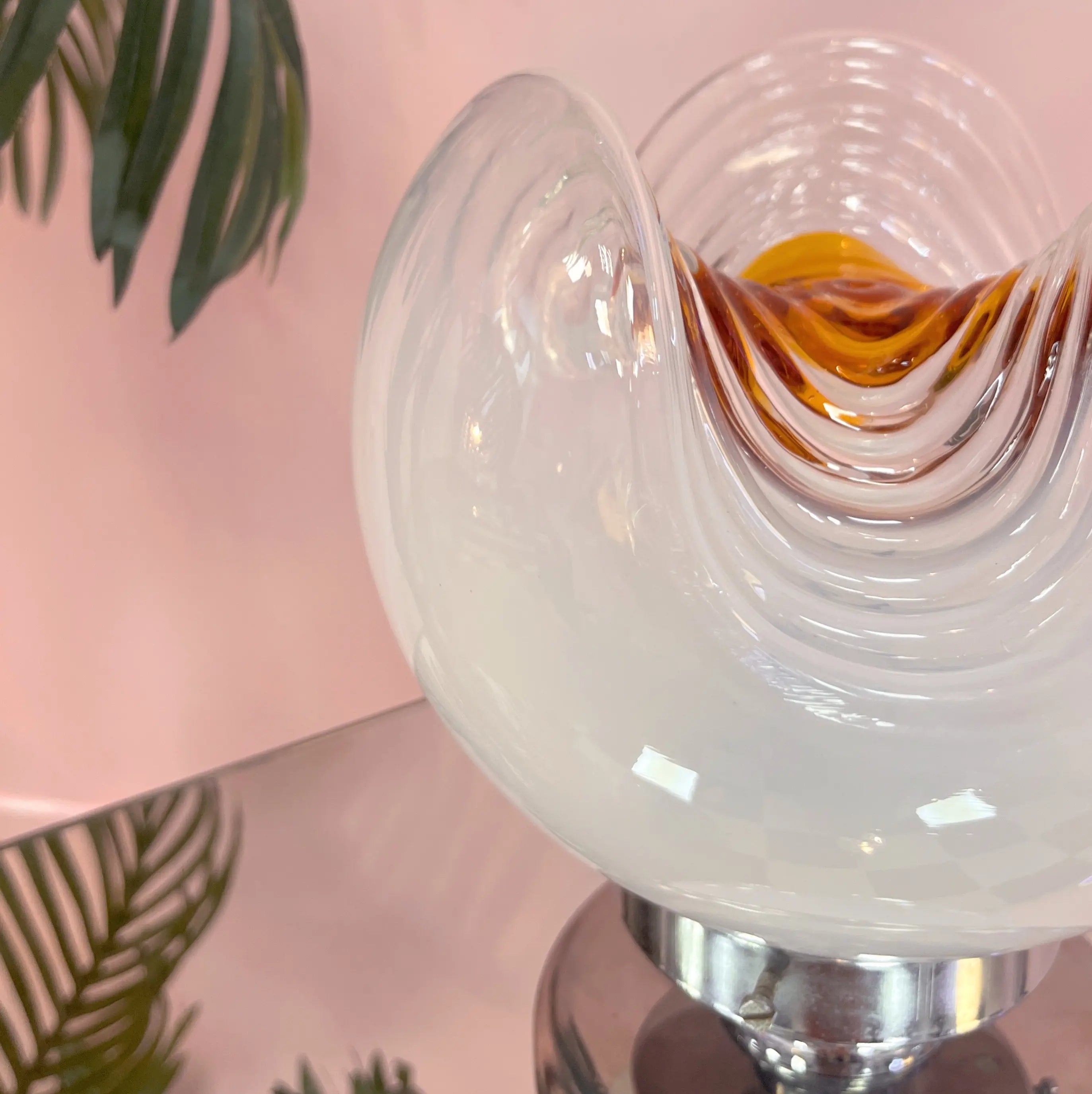 Lampe vintage Murano Lattimo, Mazzega, Italie, années 70