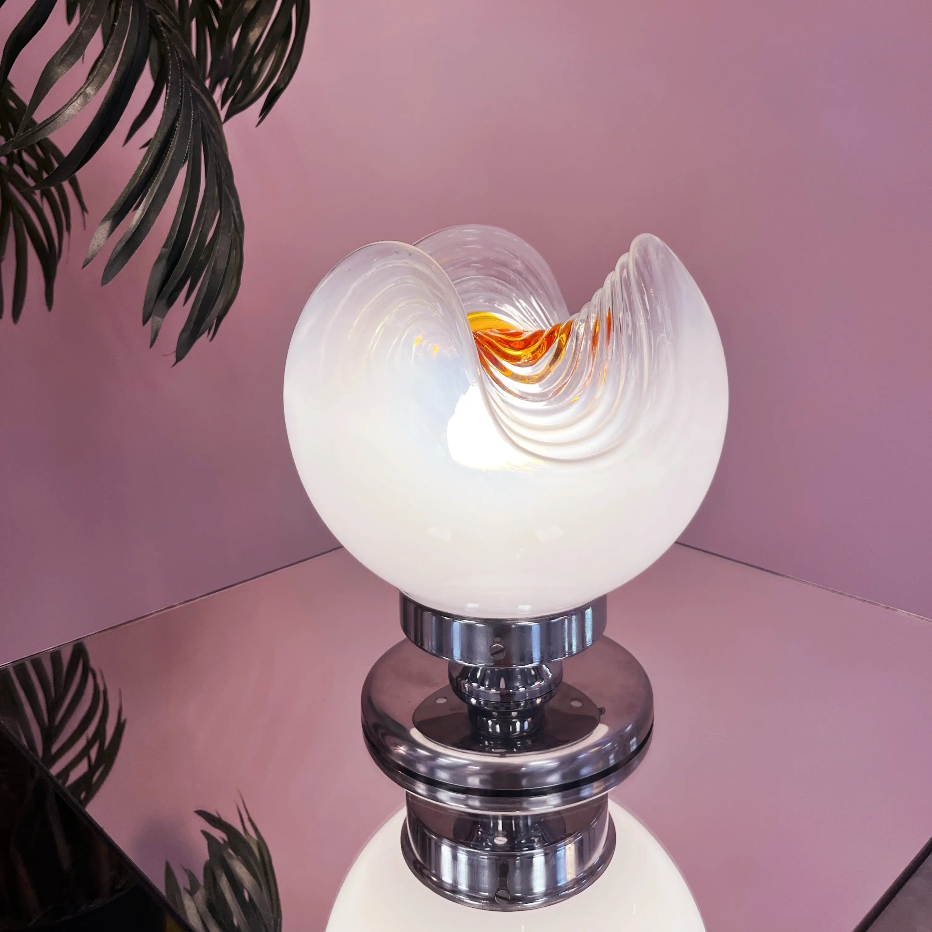 Lampe vintage Murano Lattimo, Mazzega, Italie, années 70