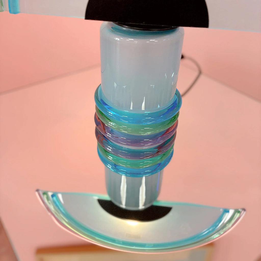 Lampe demi-lune en verre de Murano vintage, arc-en-ciel pastel, années 80