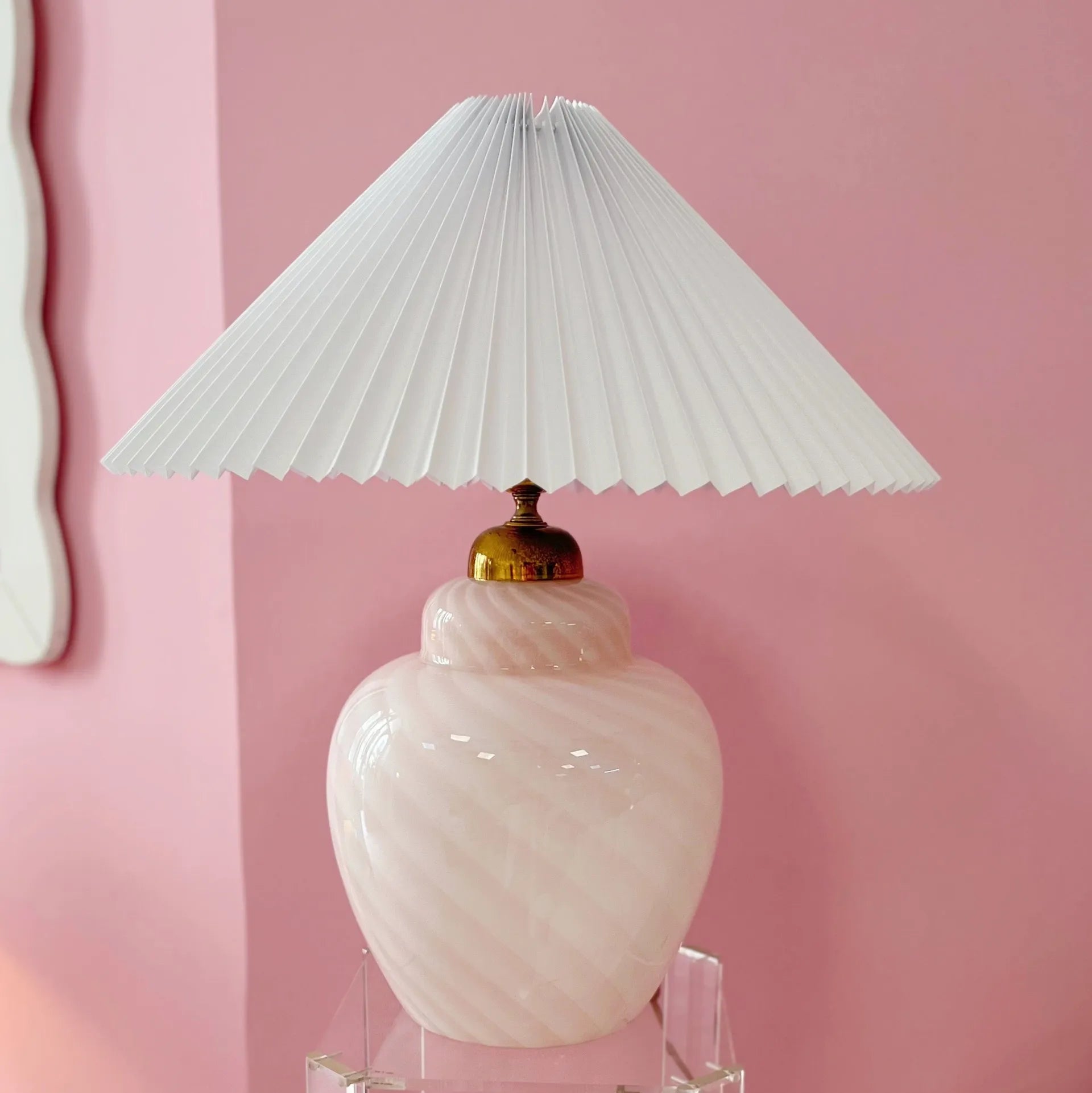 Lampe Murano rose double feu, Italie 80 - Club Barbara
