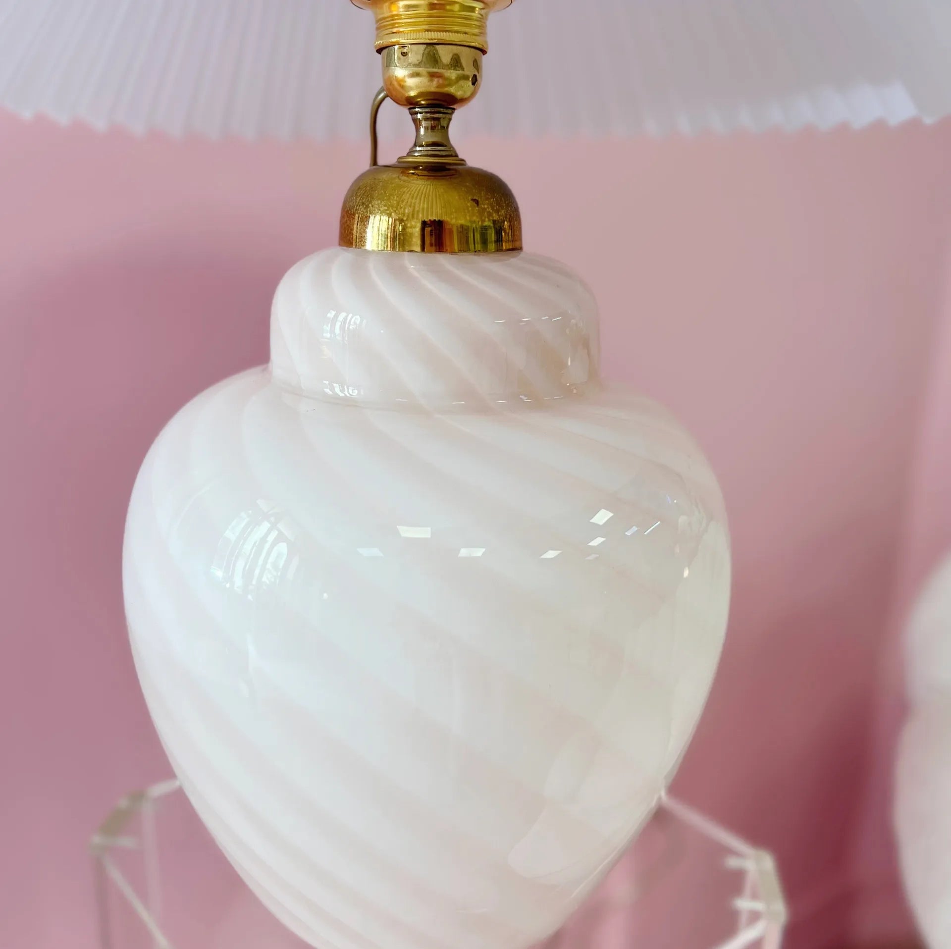 Lampe Murano rose double feu, Italie 80 - Club Barbara