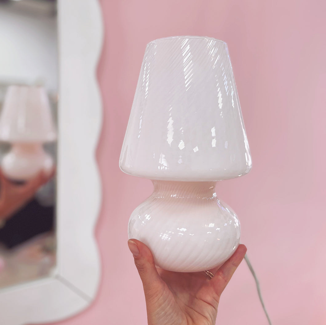 Lampe champignon Murano en verre soufflé rose pastel, années 70