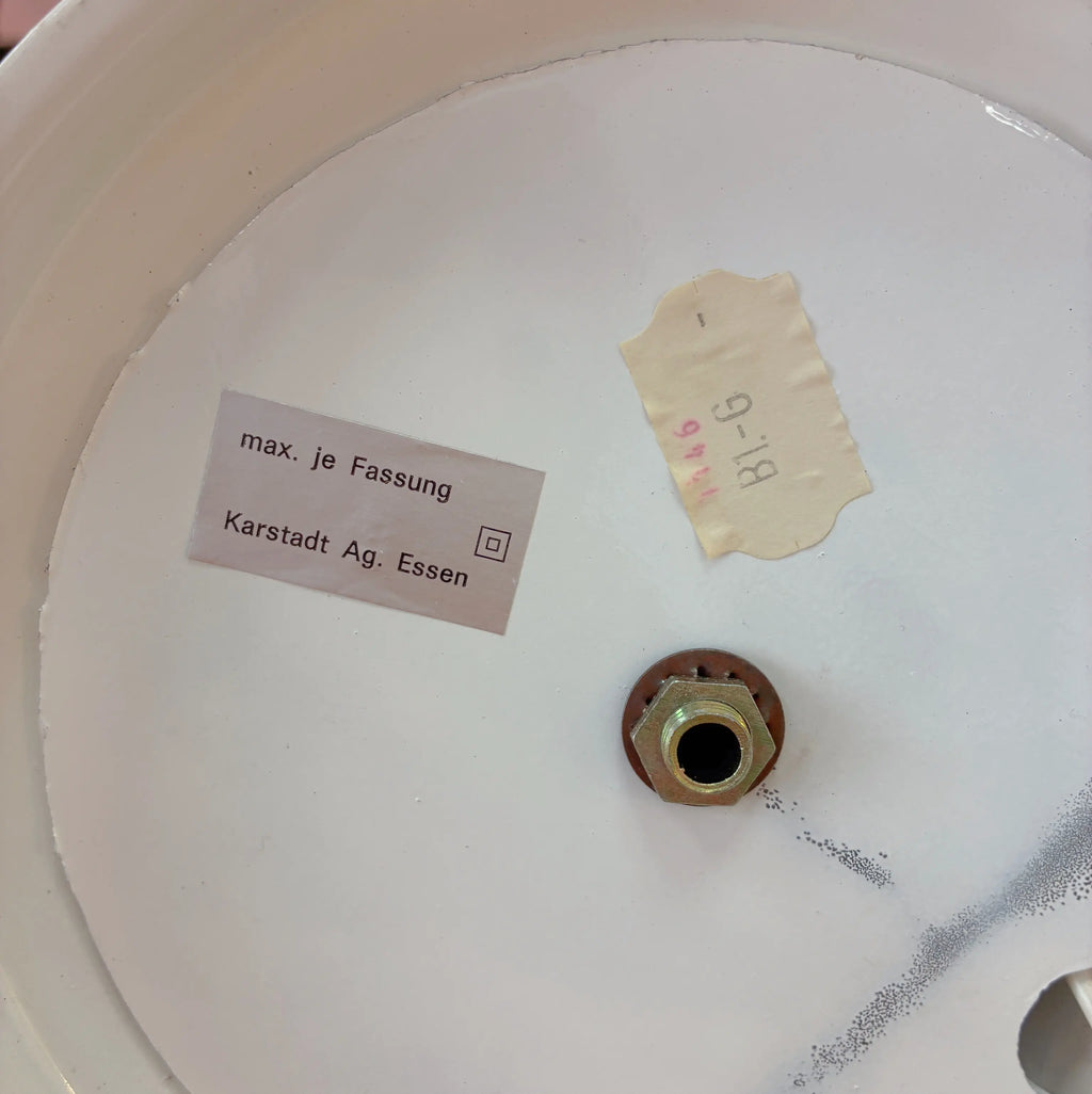 Lampe palmier vintage, métal laqué blanc et laiton, globe opalin, années 70