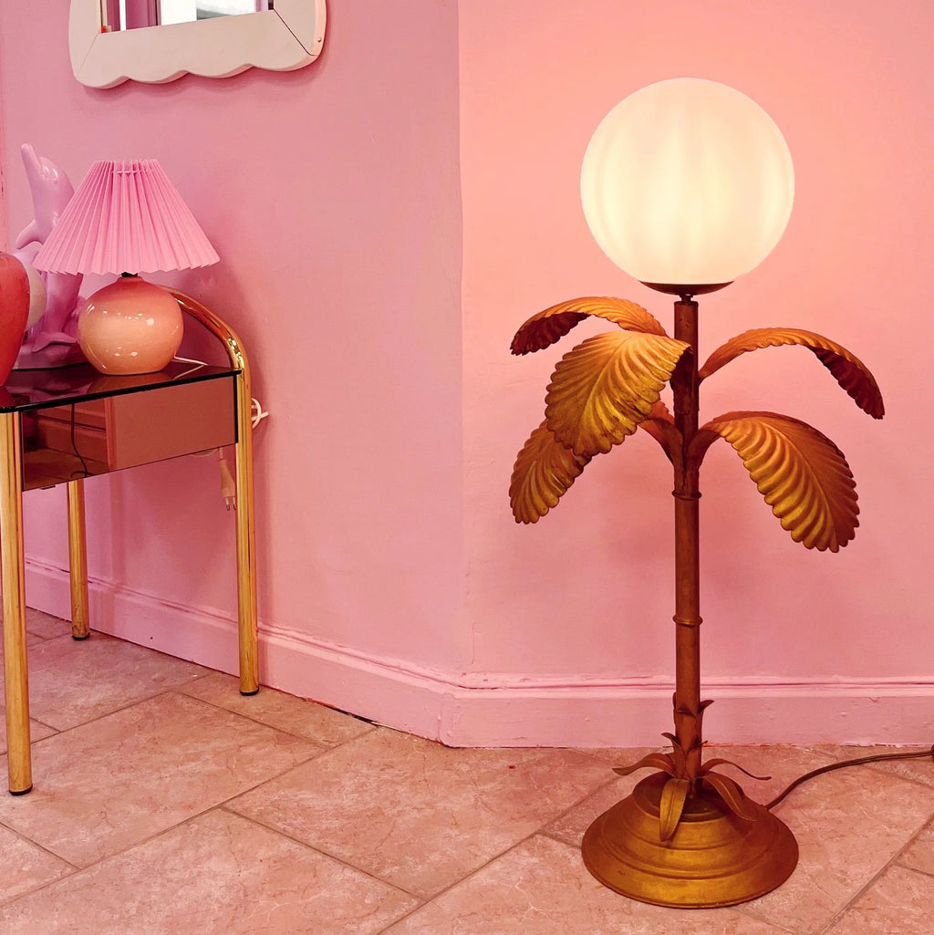 Lampe palmier Gold Hollywood Regency 70s - Club Barbara