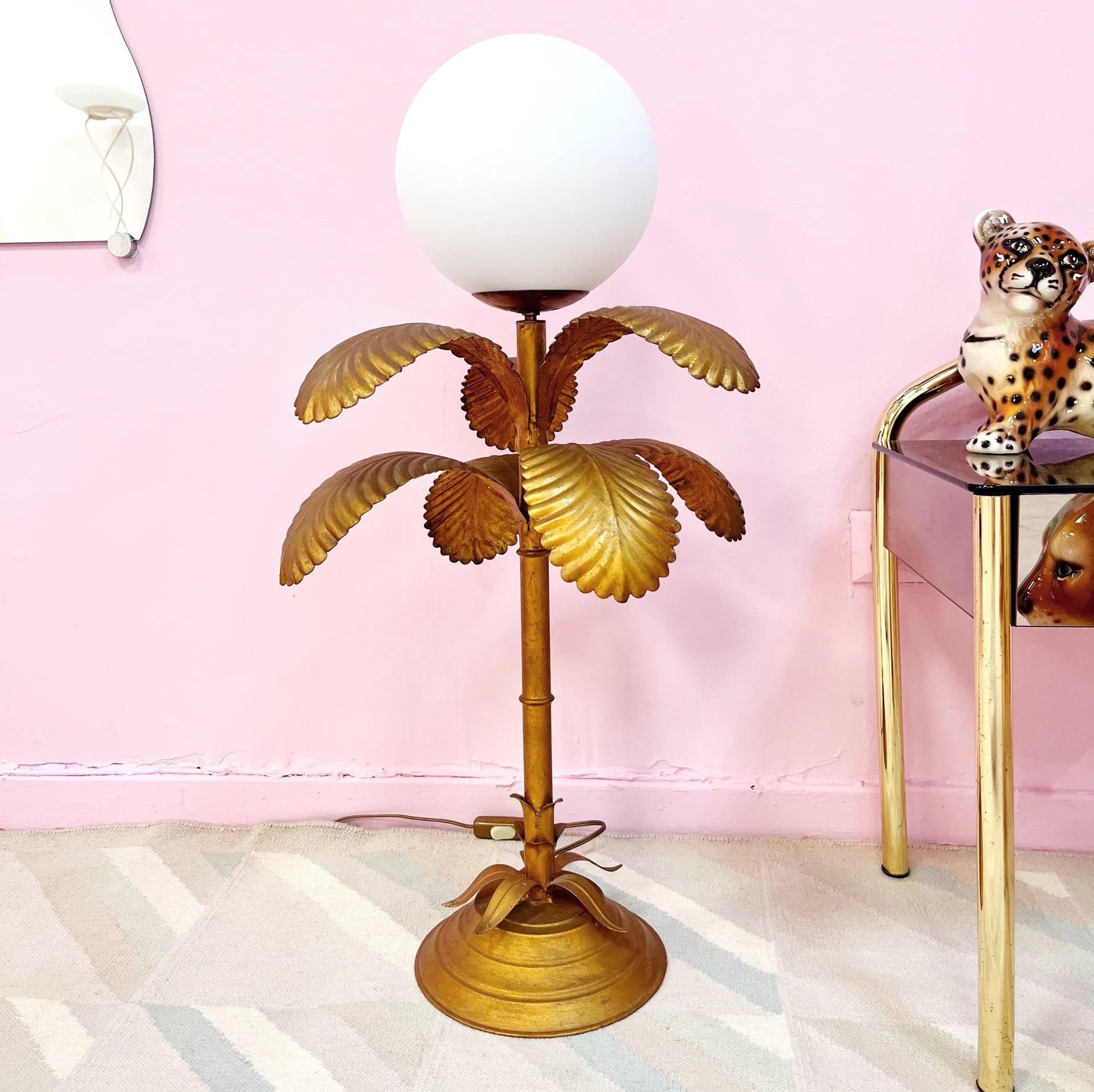 Lampe palmier Gold Hollywood Regency 70s - Club Barbara