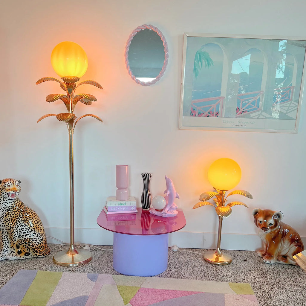 Lampe palmier Hollywood Regency italienne 80s grand modèle - Club Barbara