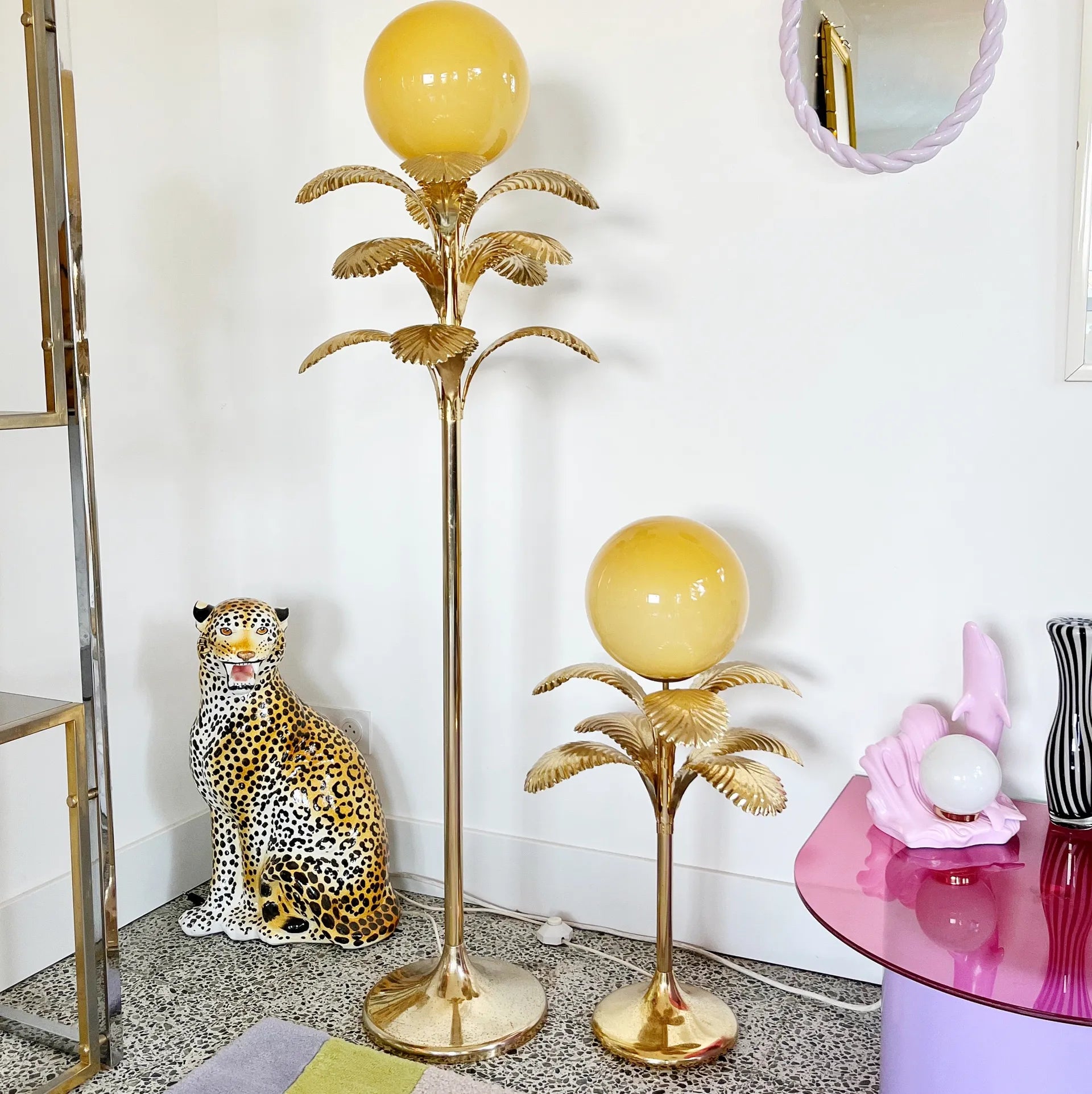 Lampe palmier Hollywood Regency italienne 80s petit modèle - Club Barbara