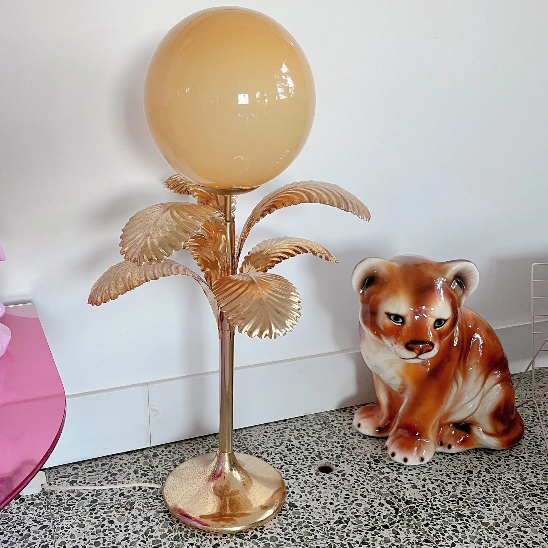 Lampe palmier Hollywood Regency italienne 80s petit modèle - Club Barbara