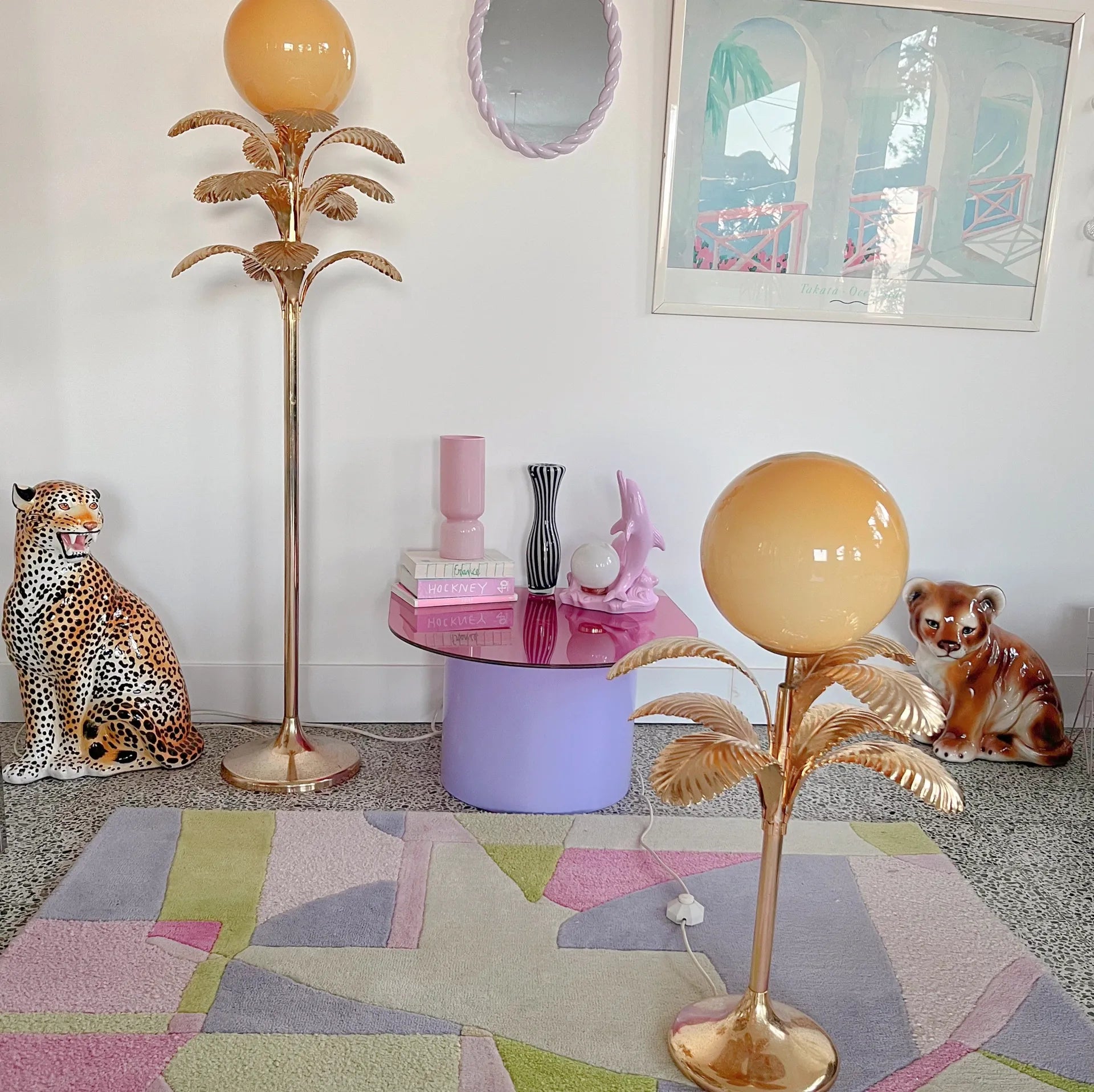 Lampe palmier Hollywood Regency italienne 80s petit modèle - Club Barbara