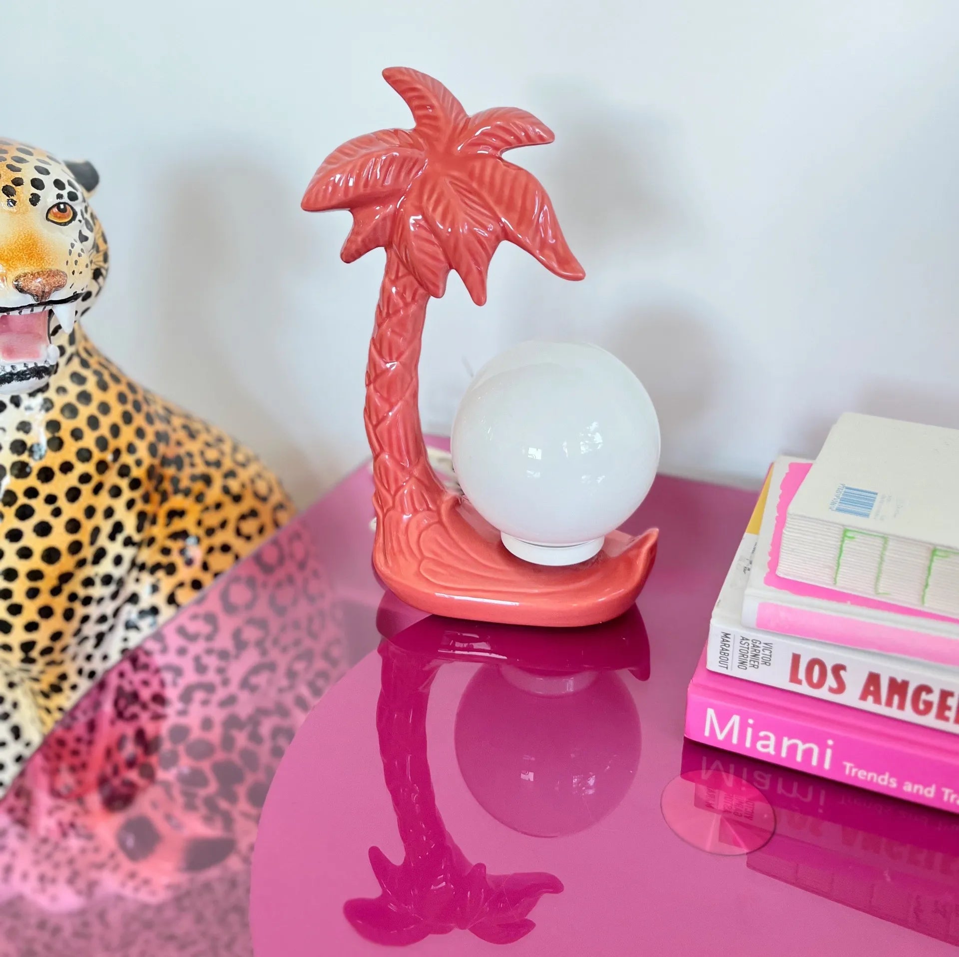 Lampe palmier vintage en céramique orangée - Club Barbara
