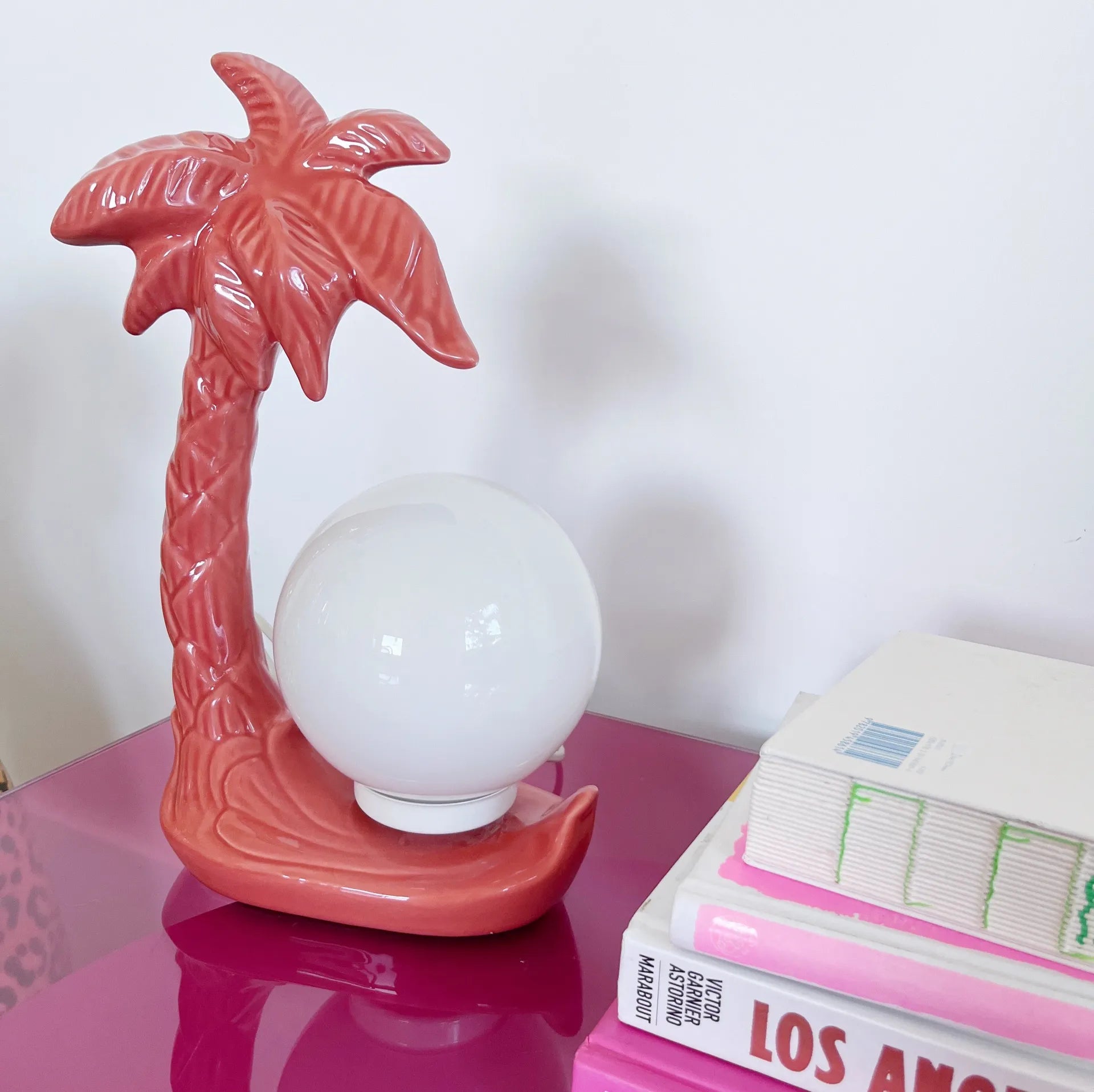 Lampe palmier vintage en céramique orangée - Club Barbara