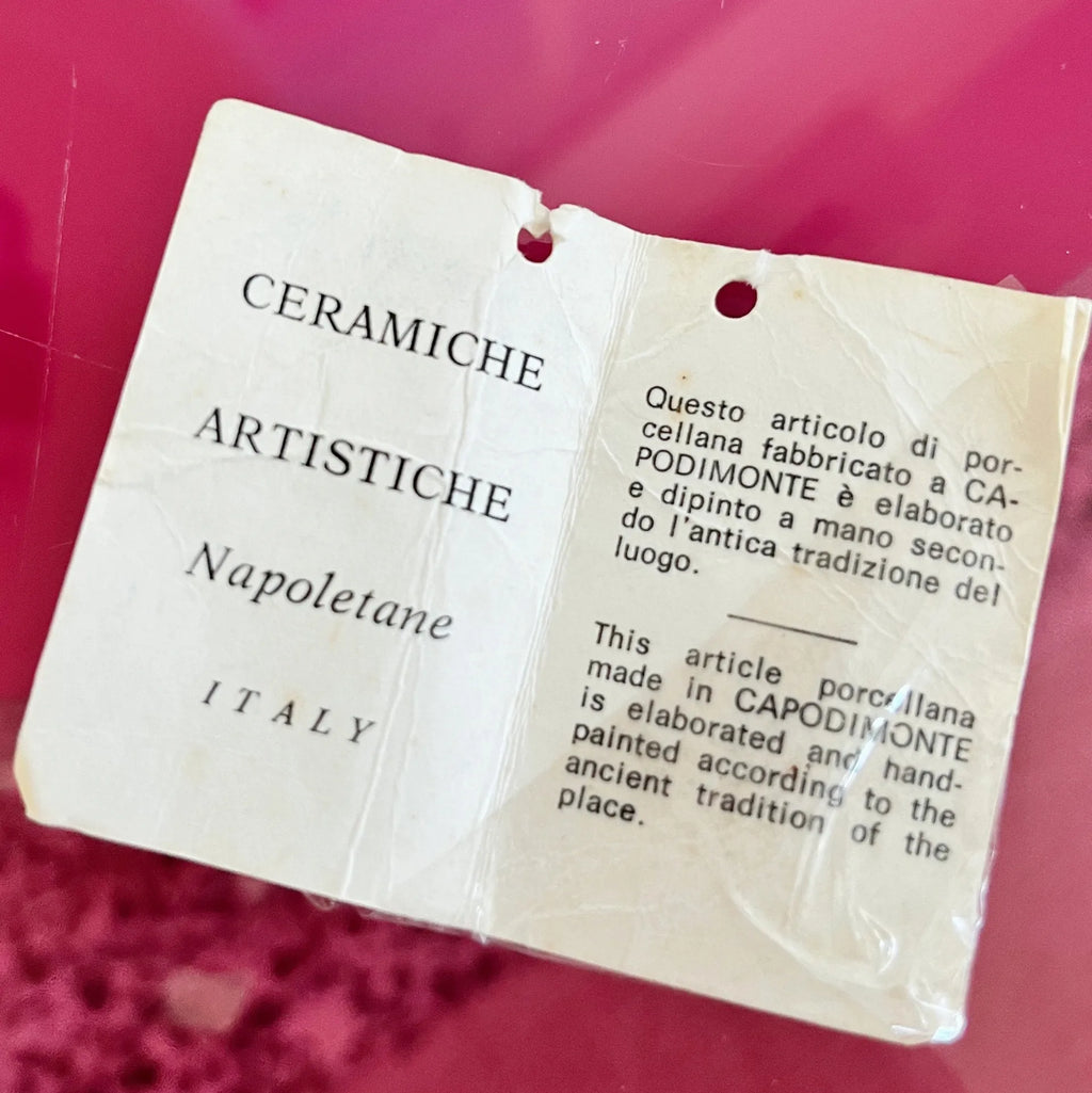 Lampe rose Capodimonte, made in Italy, années 70 - Club Barbara