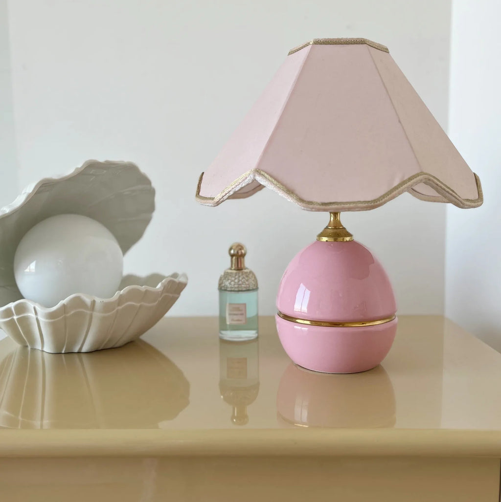 Lampe rose Capodimonte, made in Italy, années 70 - Club Barbara